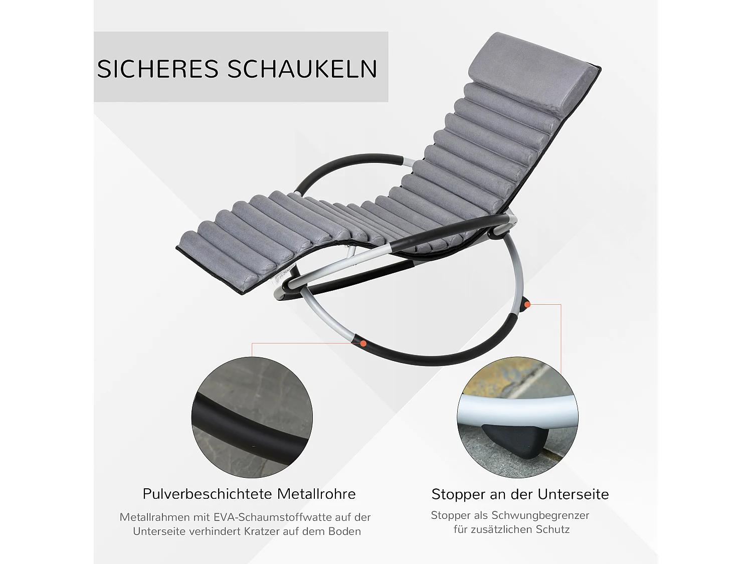 Fauteuil balançoire ergonomique 2-en-1, métal et Textilène, noir (145x74x86 cm)