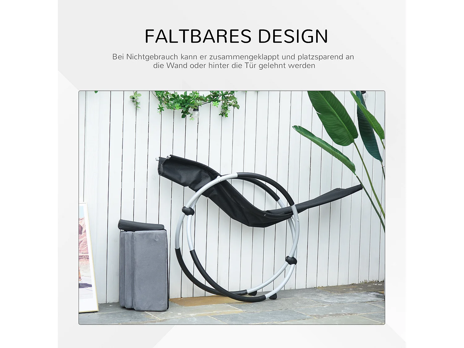 Fauteuil balançoire ergonomique 2-en-1, métal et Textilène, noir (145x74x86 cm)