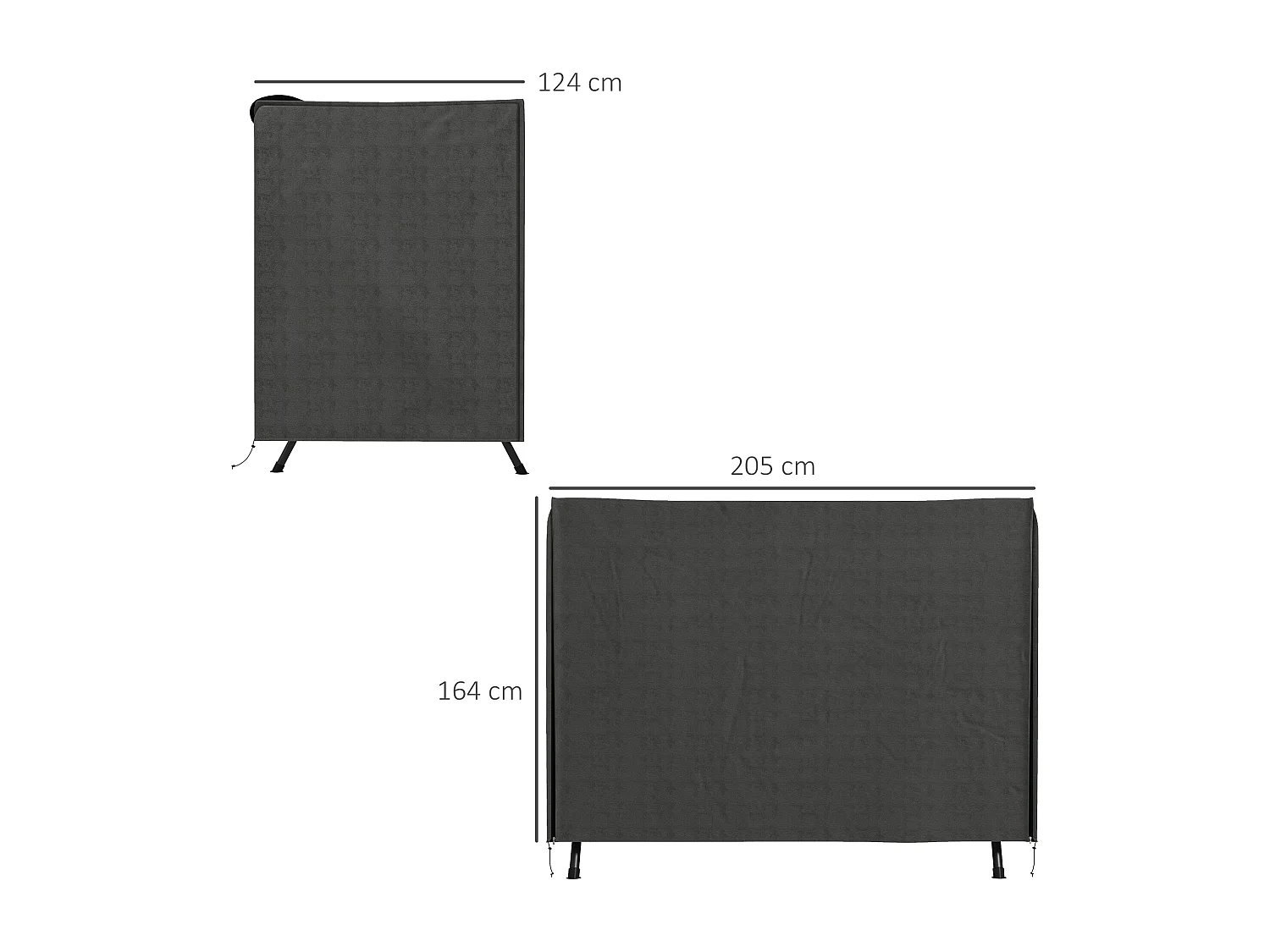 Waterdichte hoes voor 3-zitsschommel, UV-bestendig 600D Oxford-materiaal, donkergrijs (205 x 124 x 164 cm)
