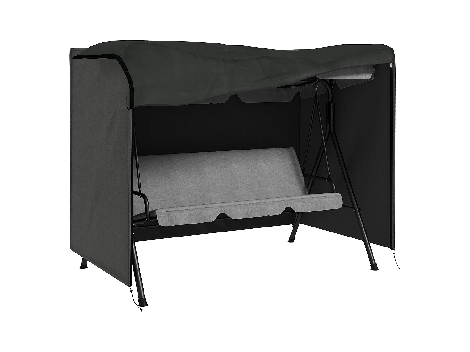 Housse imperméable pour balançoire 3 places, tissu Oxford 600D résistant UV, gris foncé (205x124x164cm)