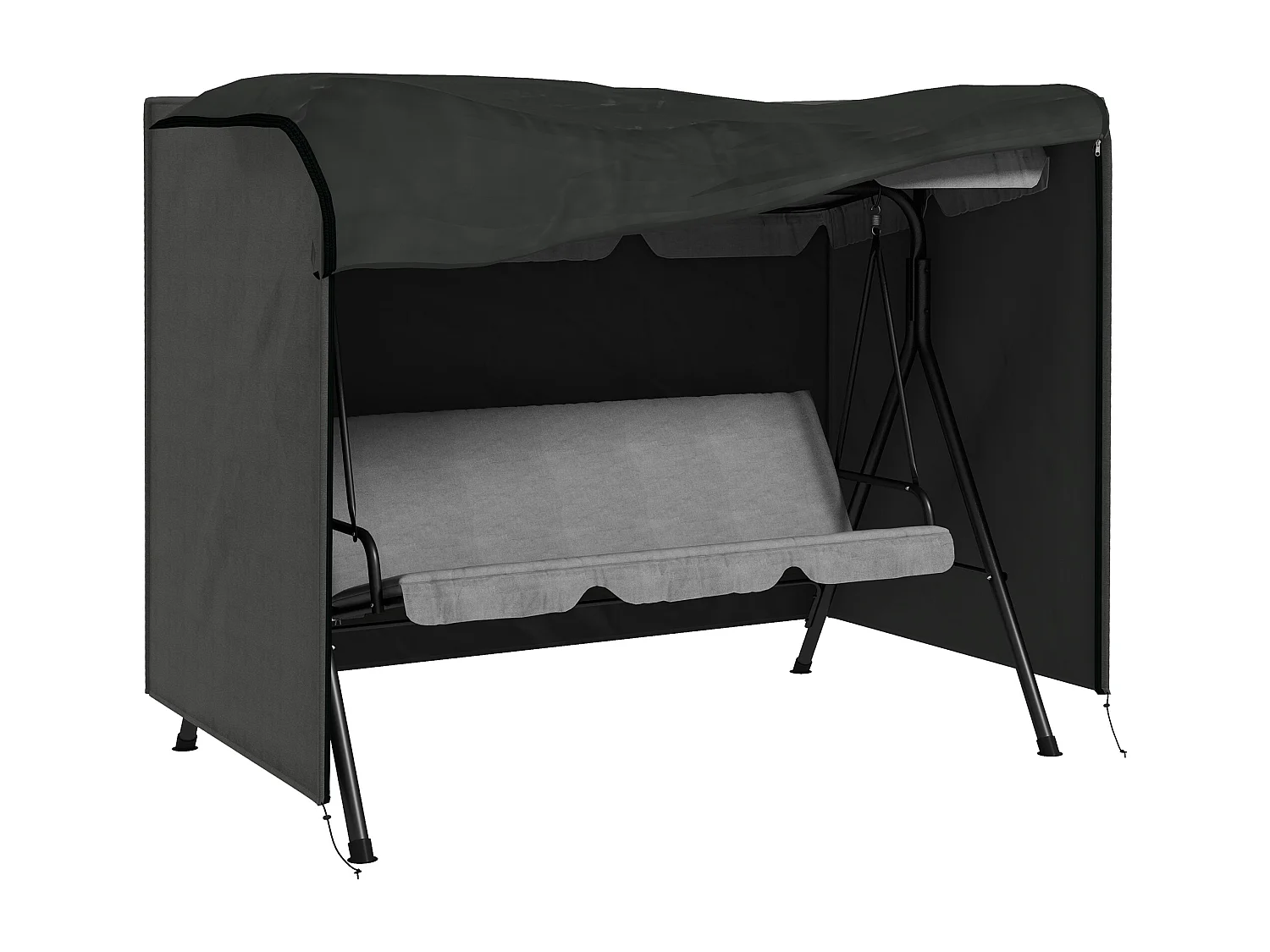 Housse imperméable pour balançoire 3 places, tissu Oxford 600D résistant UV, gris foncé (205x124x164cm)