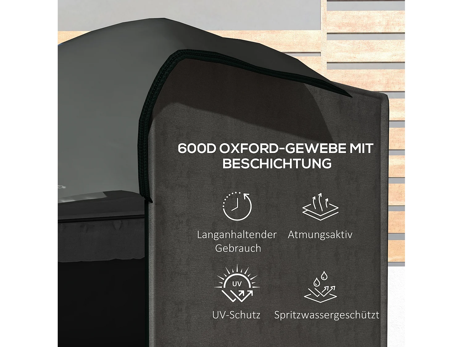 Housse imperméable pour balançoire 3 places, tissu Oxford 600D résistant UV, gris foncé (205x124x164cm)