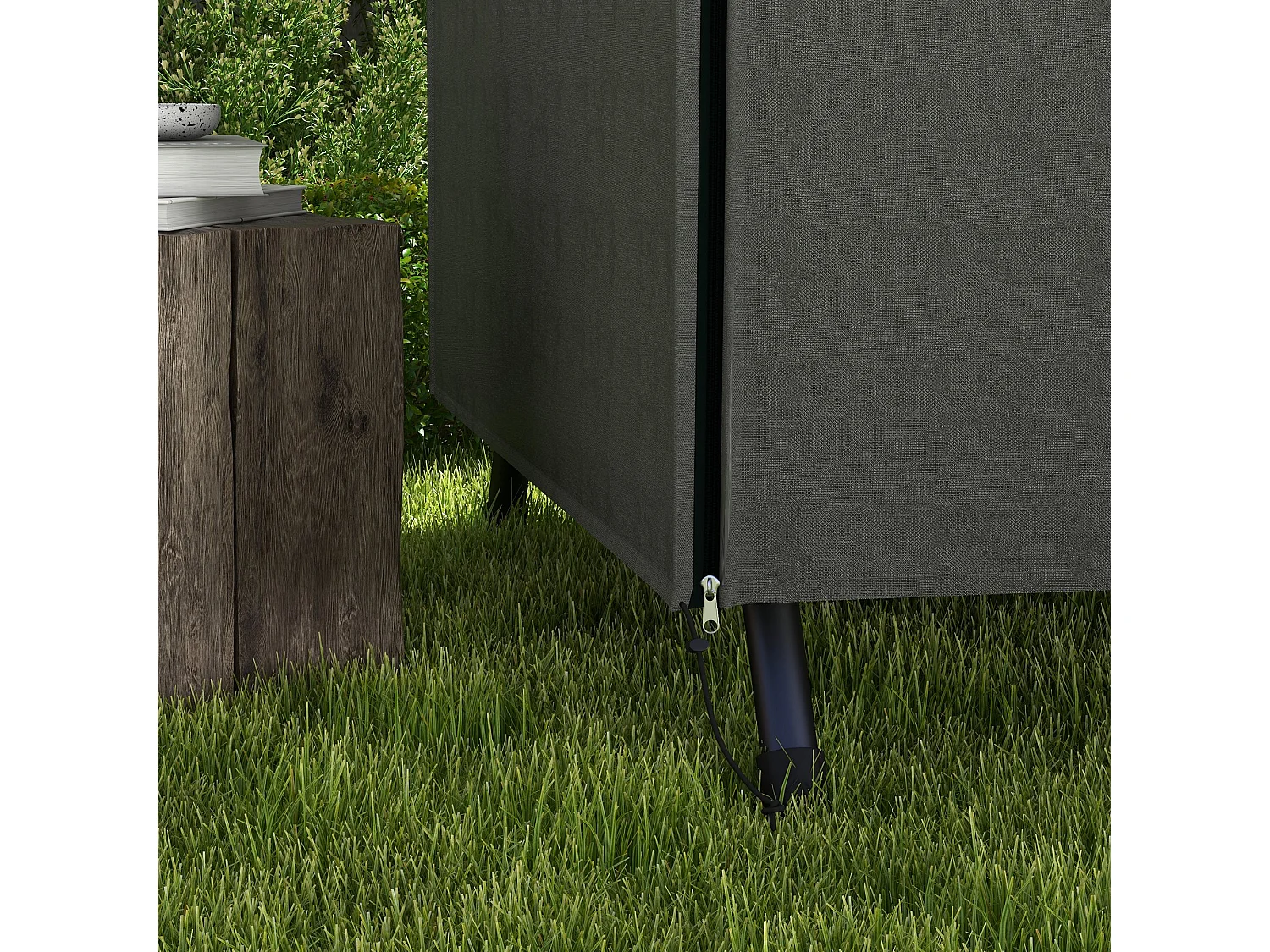 Housse imperméable pour balançoire 3 places, tissu Oxford 600D résistant UV, gris foncé (205x124x164cm)