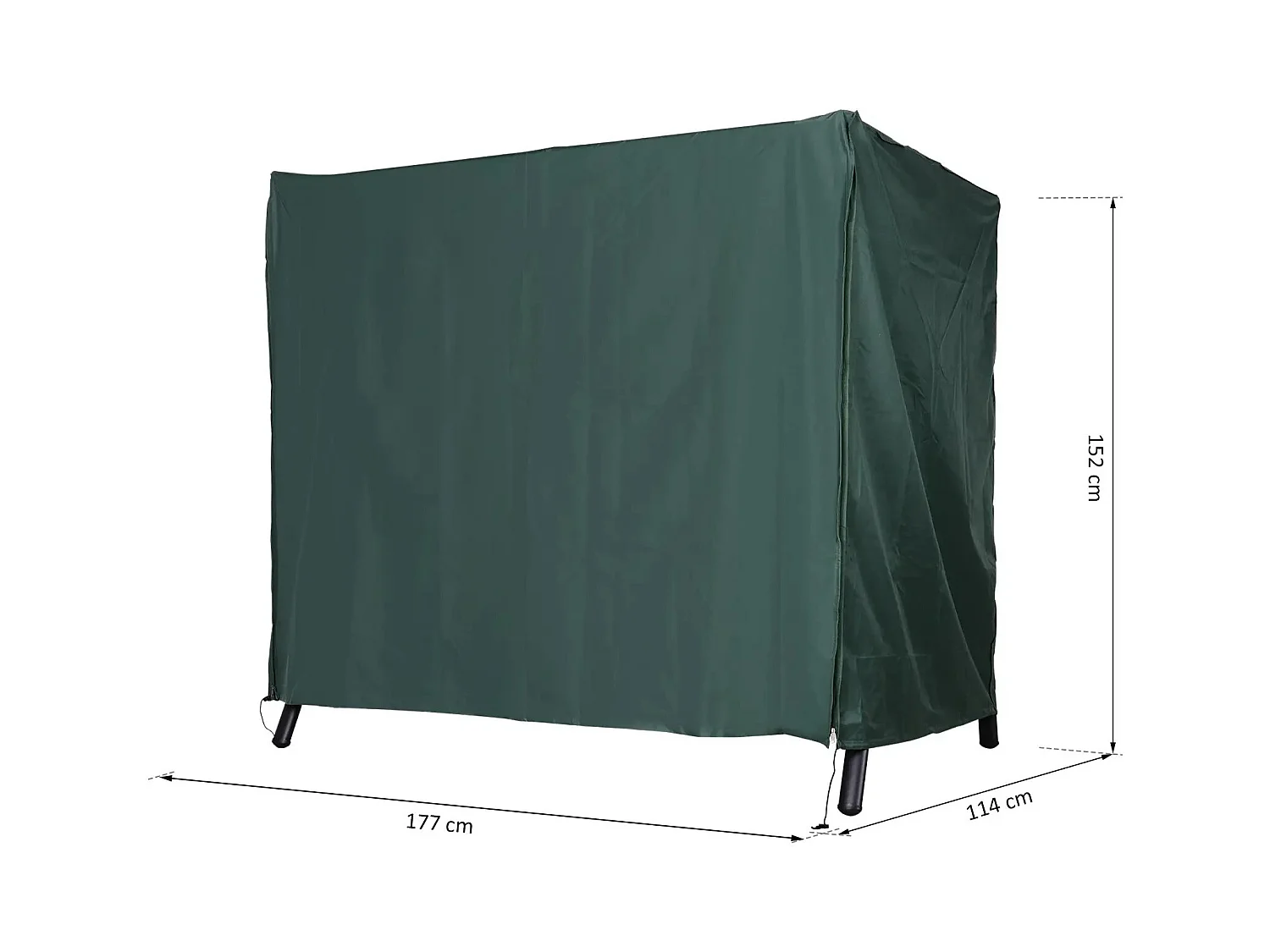 Housse de protection pour balancelle, résistante aux intempéries, en polyester, vert (177x114x152 cm)
