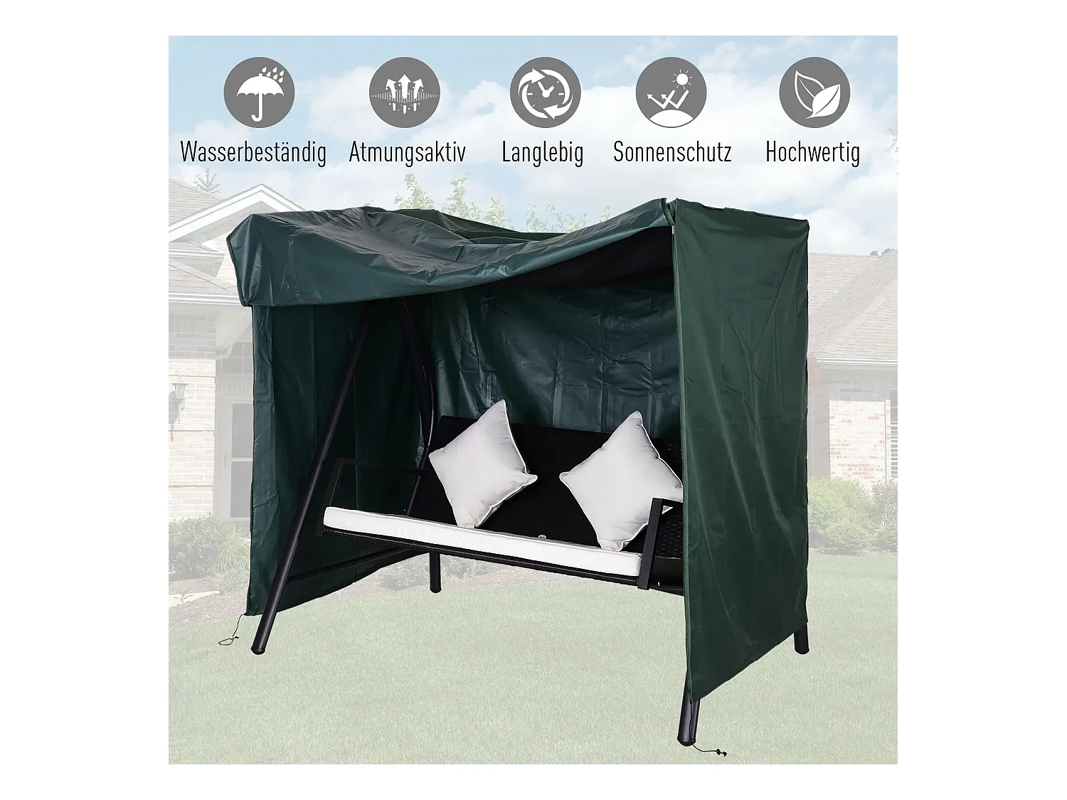 Housse de protection pour balancelle, résistante aux intempéries, en polyester, vert (177x114x152 cm)