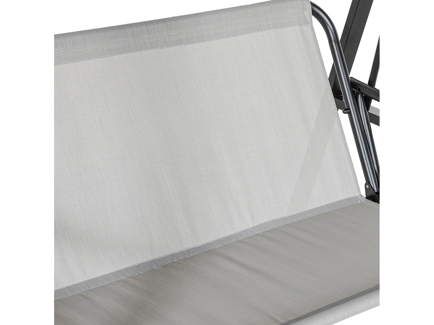 Altalena a 2 posti con tetto inclinabile, cuscini spessi, acciaio, grigio (145x116x172cm)