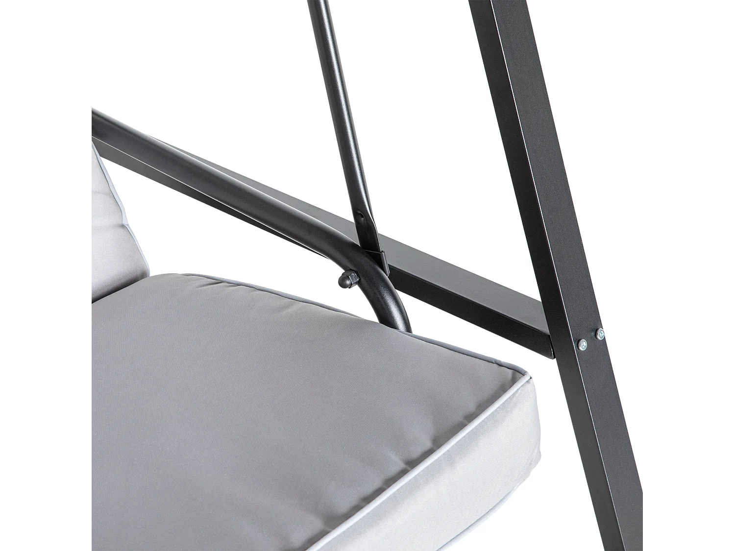 Altalena a 2 posti con tetto inclinabile, cuscini spessi, acciaio, grigio (145x116x172cm)