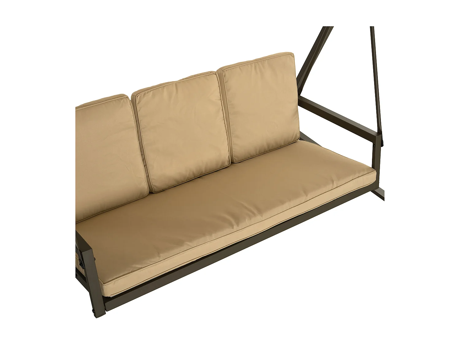 Balançoire 3 Places avec Dossier et Toit Réglable, Polyester, Beige (200x125x175 cm)