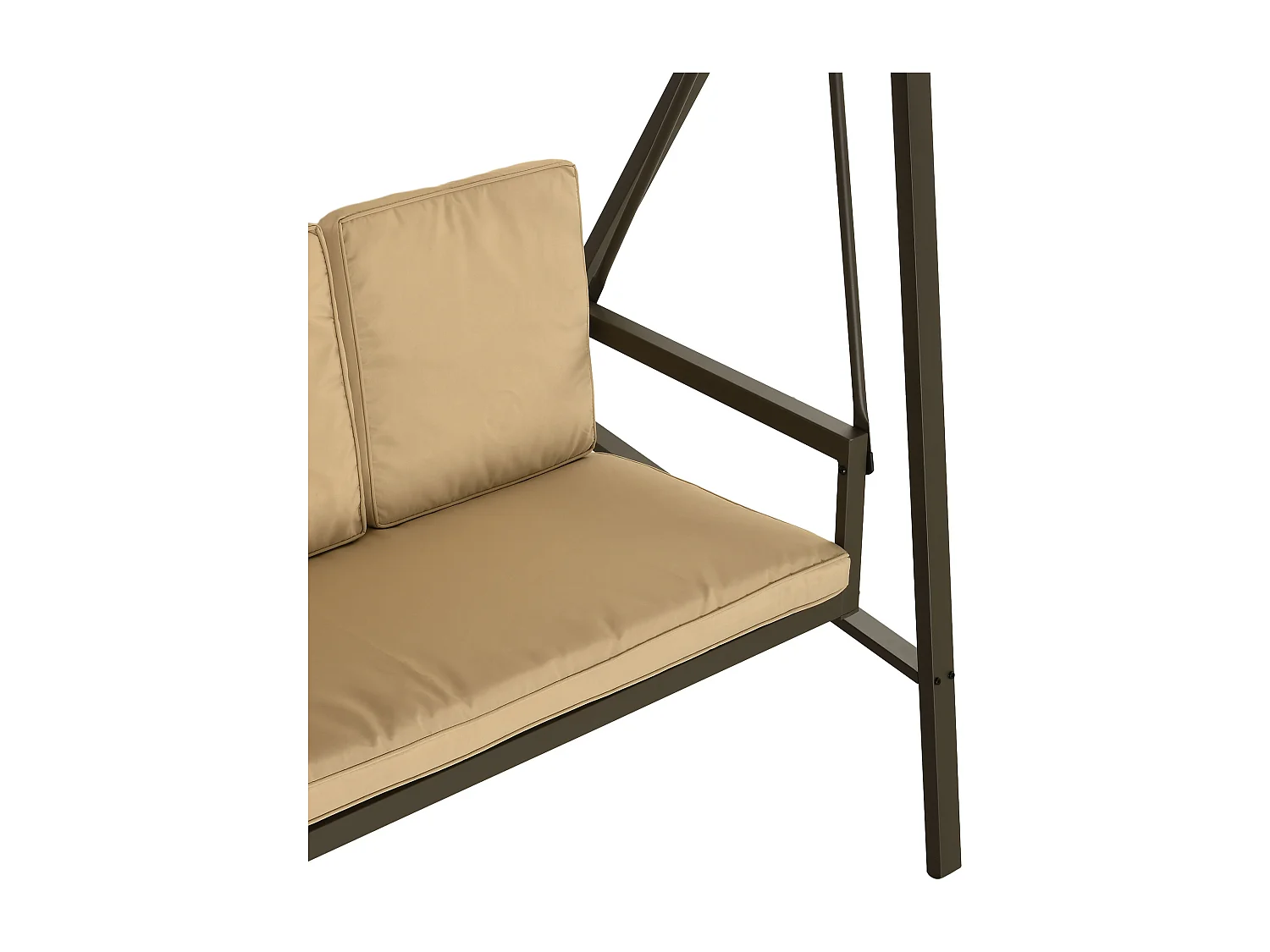 Balançoire 3 Places avec Dossier et Toit Réglable, Polyester, Beige (200x125x175 cm)