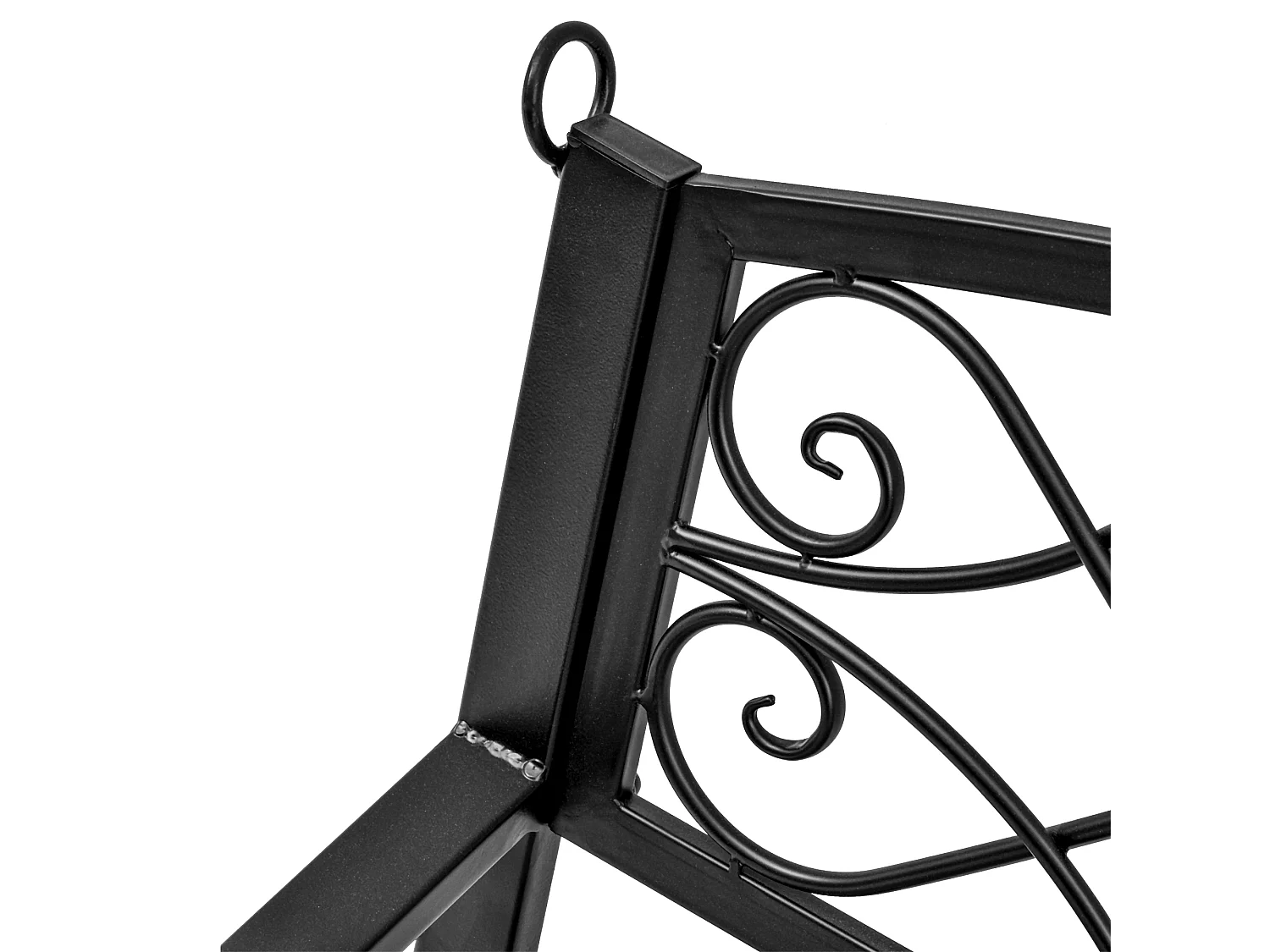 Banc balançoire 2 places en métal, design élégant noir, avec chaînes, pour jardin et terrasse (132x63x58cm)