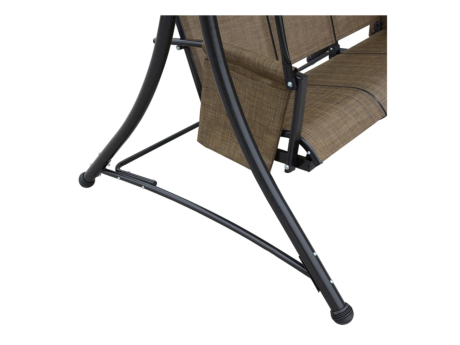 Balancelle de jardin 3 places, toit réglable, cadre métal et tissu polyester, marron (196x128x172cm)