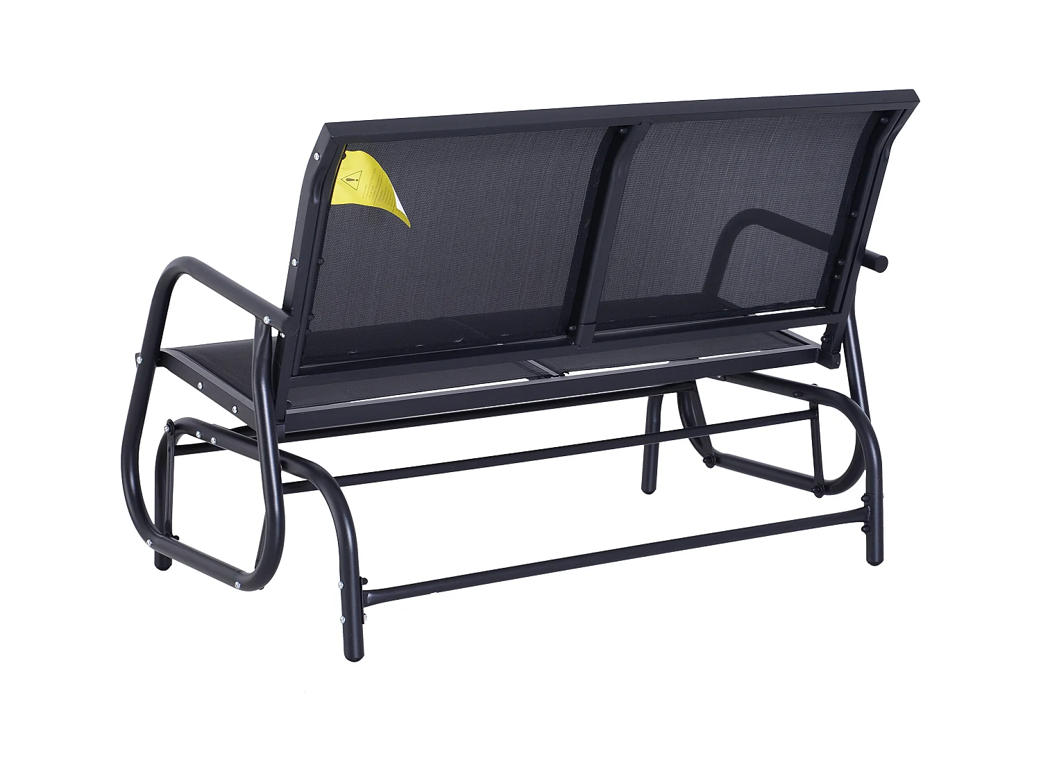 Banc balançoire 2 places en métal, dossier en maille respirante, noir (120x70x88cm)
