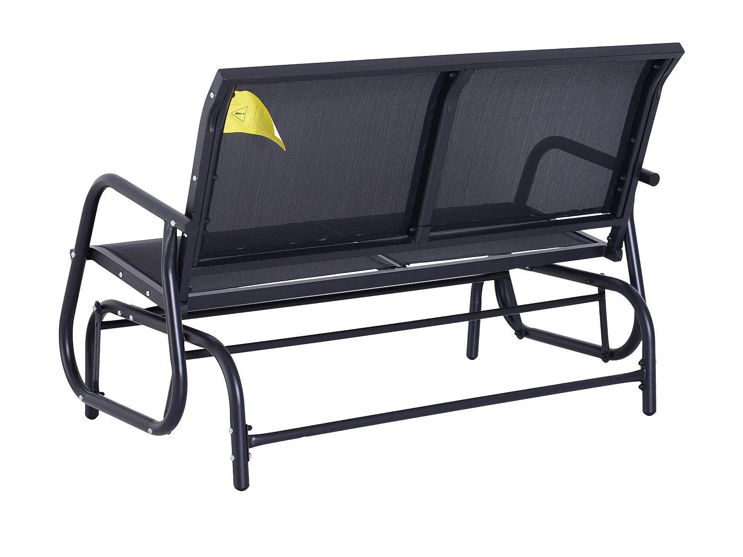 Banc balançoire 2 places en métal, dossier en maille respirante, noir (120x70x88cm)