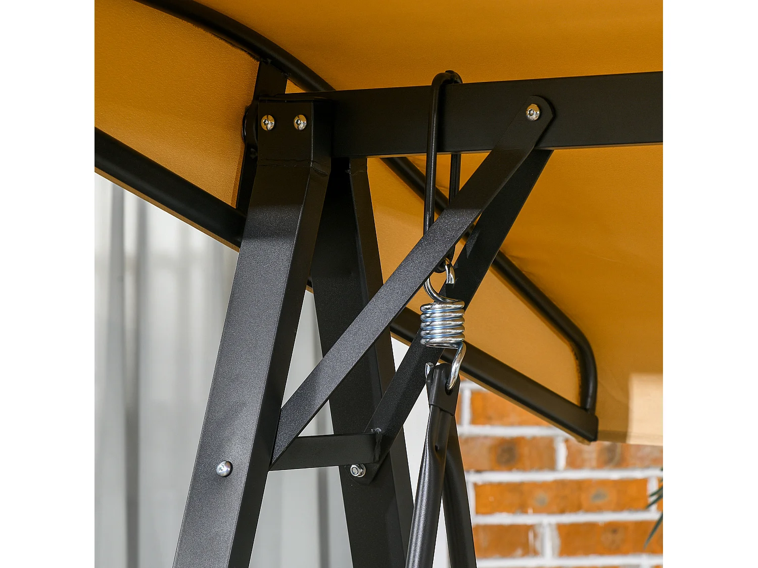 Altalena da giardino a 3 posti con tetto regolabile, struttura in acciaio, beige (138x106x174 cm)