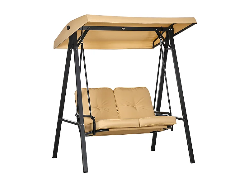 Altalena da giardino a 3 posti con tetto regolabile, struttura in acciaio, beige (138x106x174 cm)