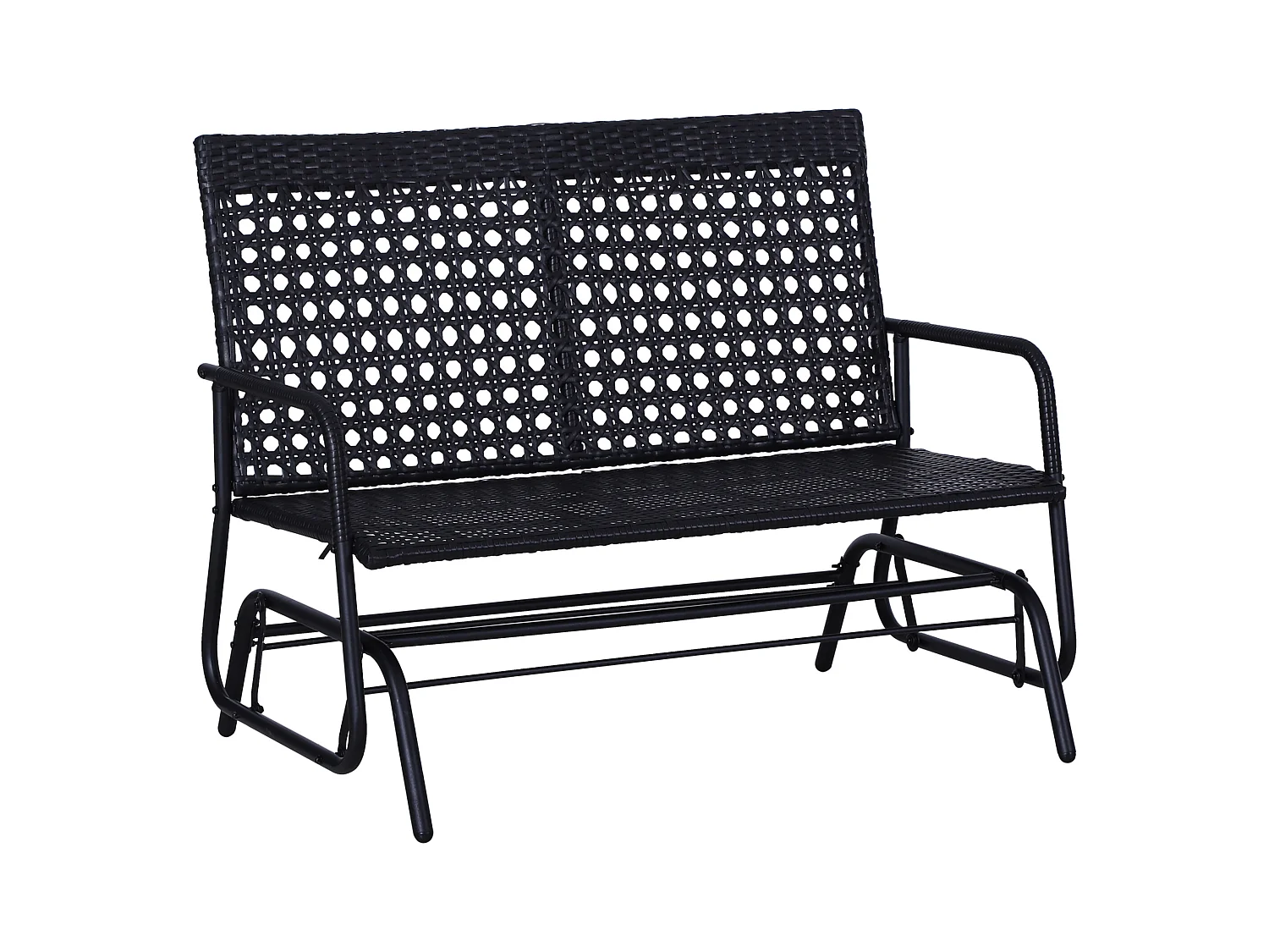 Banc balançoire 2 places en polyrattan, design élégant, noir (120x76x90cm)