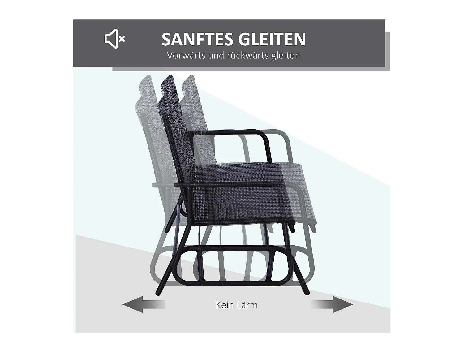 Banc balançoire 2 places en polyrattan, design élégant, noir (120x76x90cm)