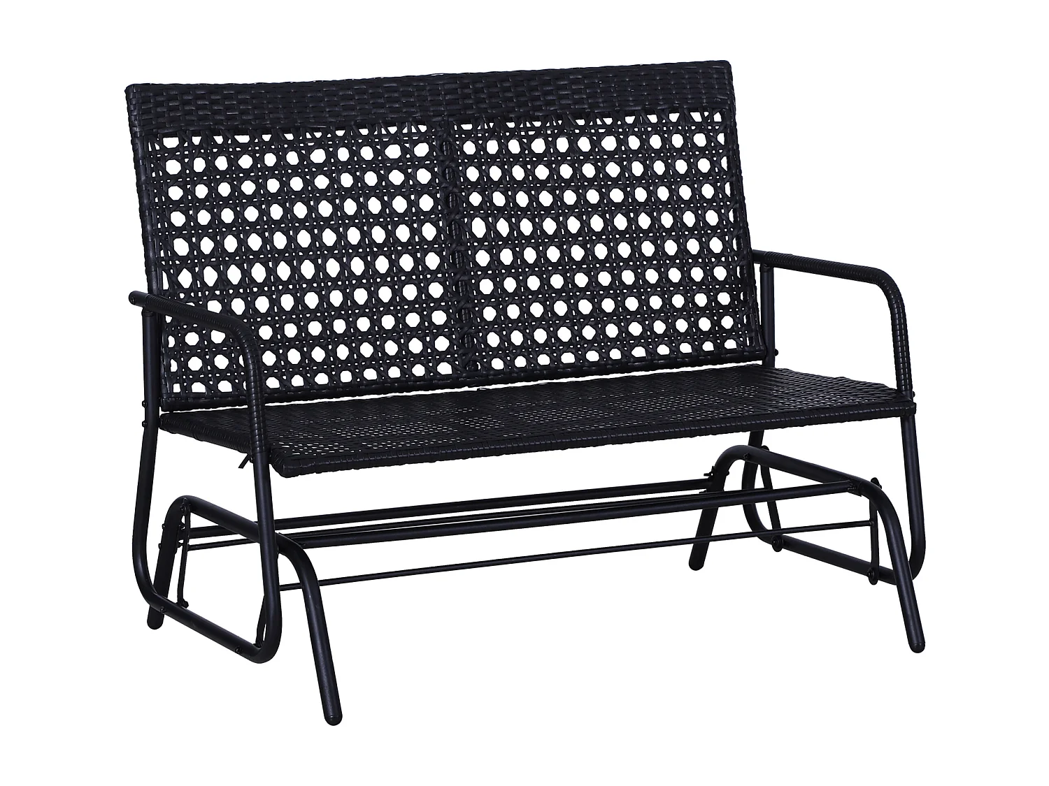 Banc balançoire 2 places en polyrattan, design élégant, noir (120x76x90cm)