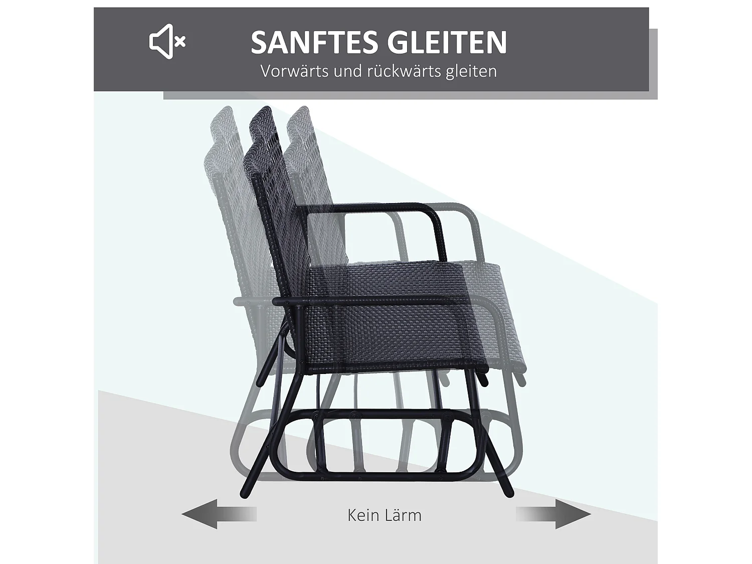 Banc balançoire 2 places en polyrattan, design élégant, noir (120x76x90cm)