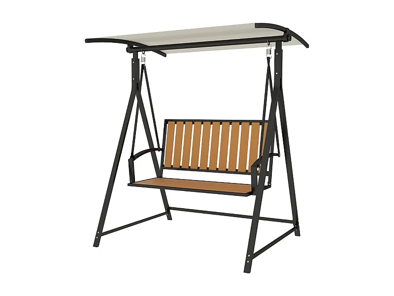 Banc balancelle 2 places avec toit réglable, chaise longue de jardin, métal, polyester, noir (142x112x162 cm)