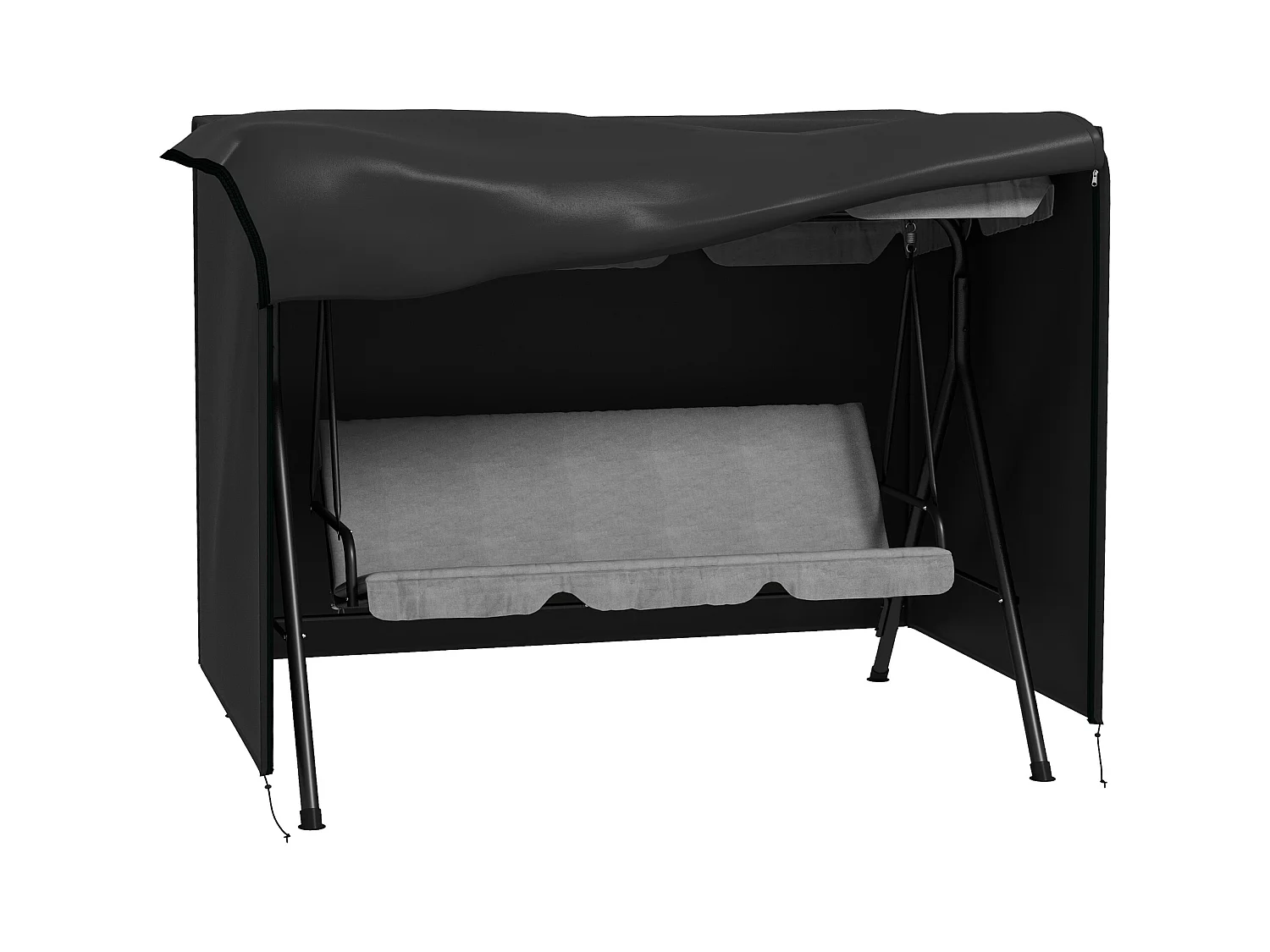 Housse de protection pour balancelle 3 places, imperméable, tissu Oxford 600D, noire (205x124x164cm)