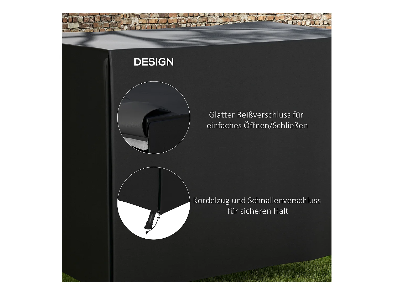 Housse de protection pour balancelle 3 places, imperméable, tissu Oxford 600D, noire (205x124x164cm)