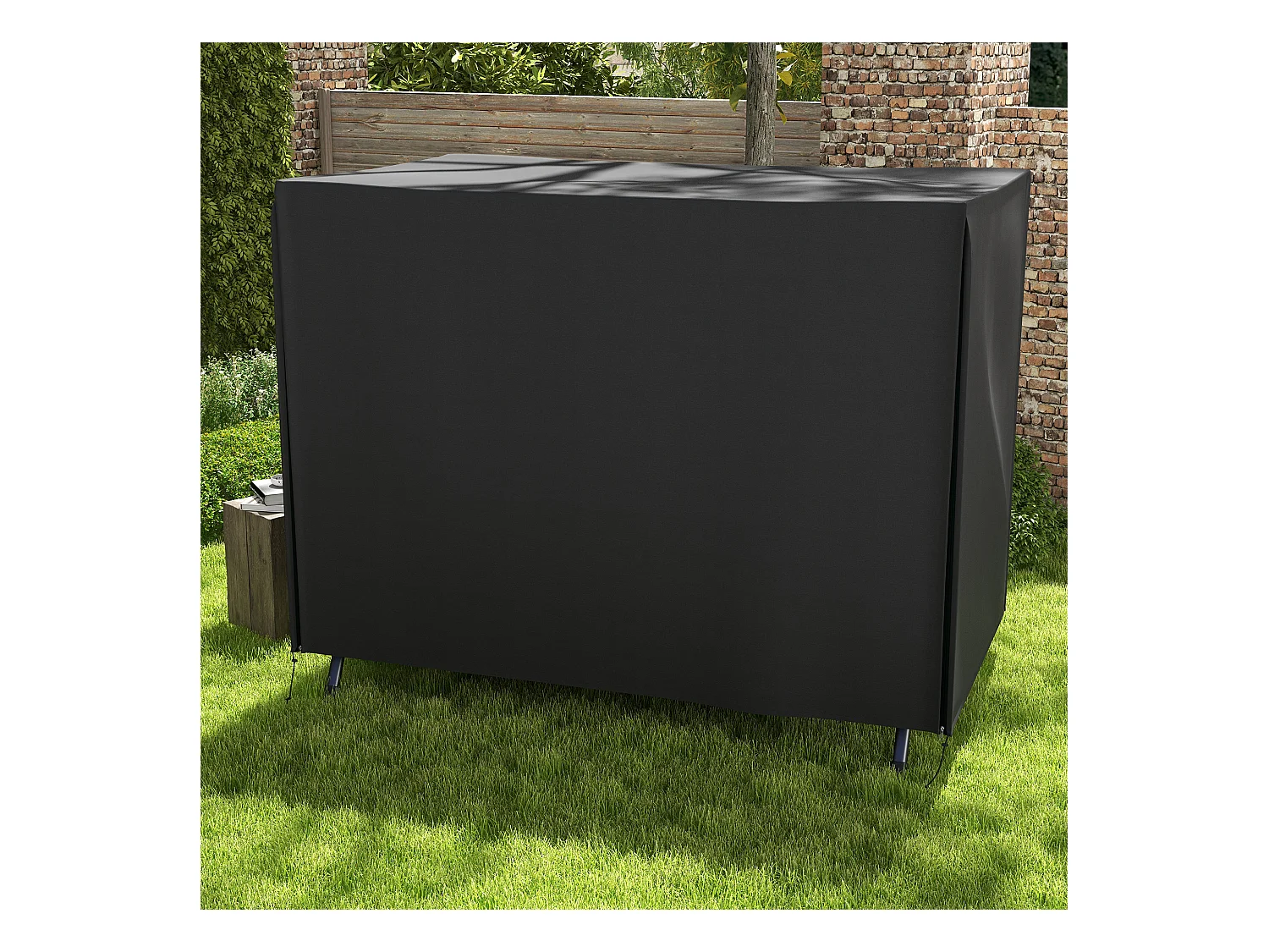 Housse de protection pour balancelle 3 places, imperméable, tissu Oxford 600D, noire (205x124x164cm)