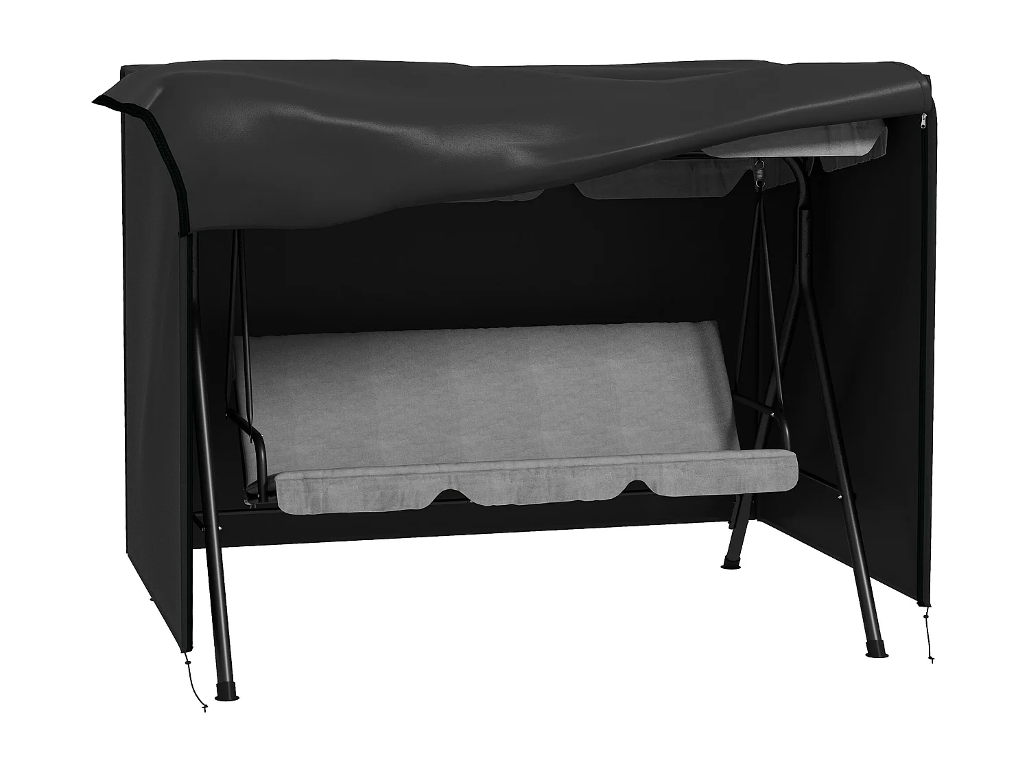 Housse de protection pour balancelle 3 places, imperméable, tissu Oxford 600D, noire (205x124x164cm)