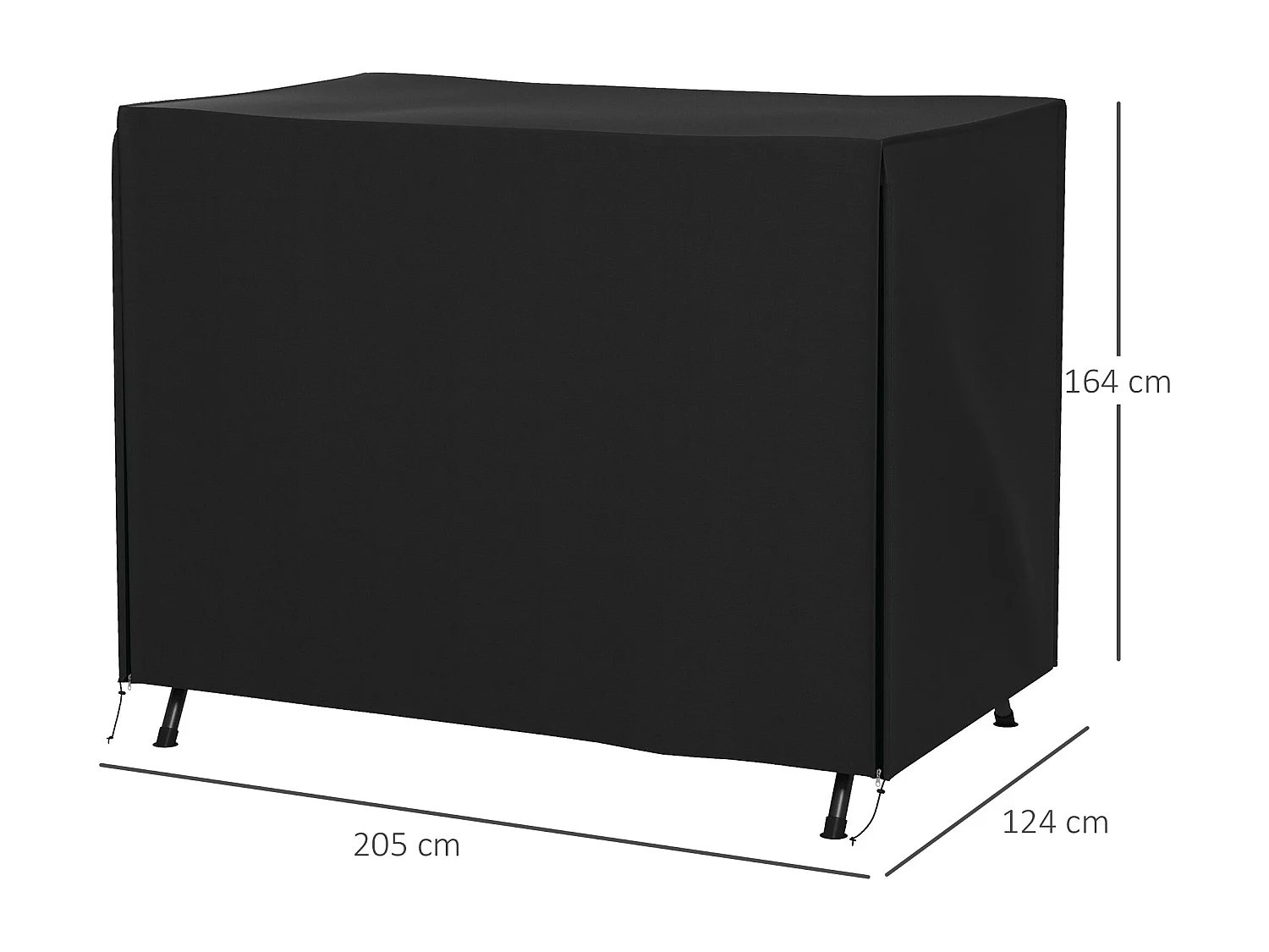 Housse de protection pour balancelle 3 places, imperméable, tissu Oxford 600D, noire (205x124x164cm)