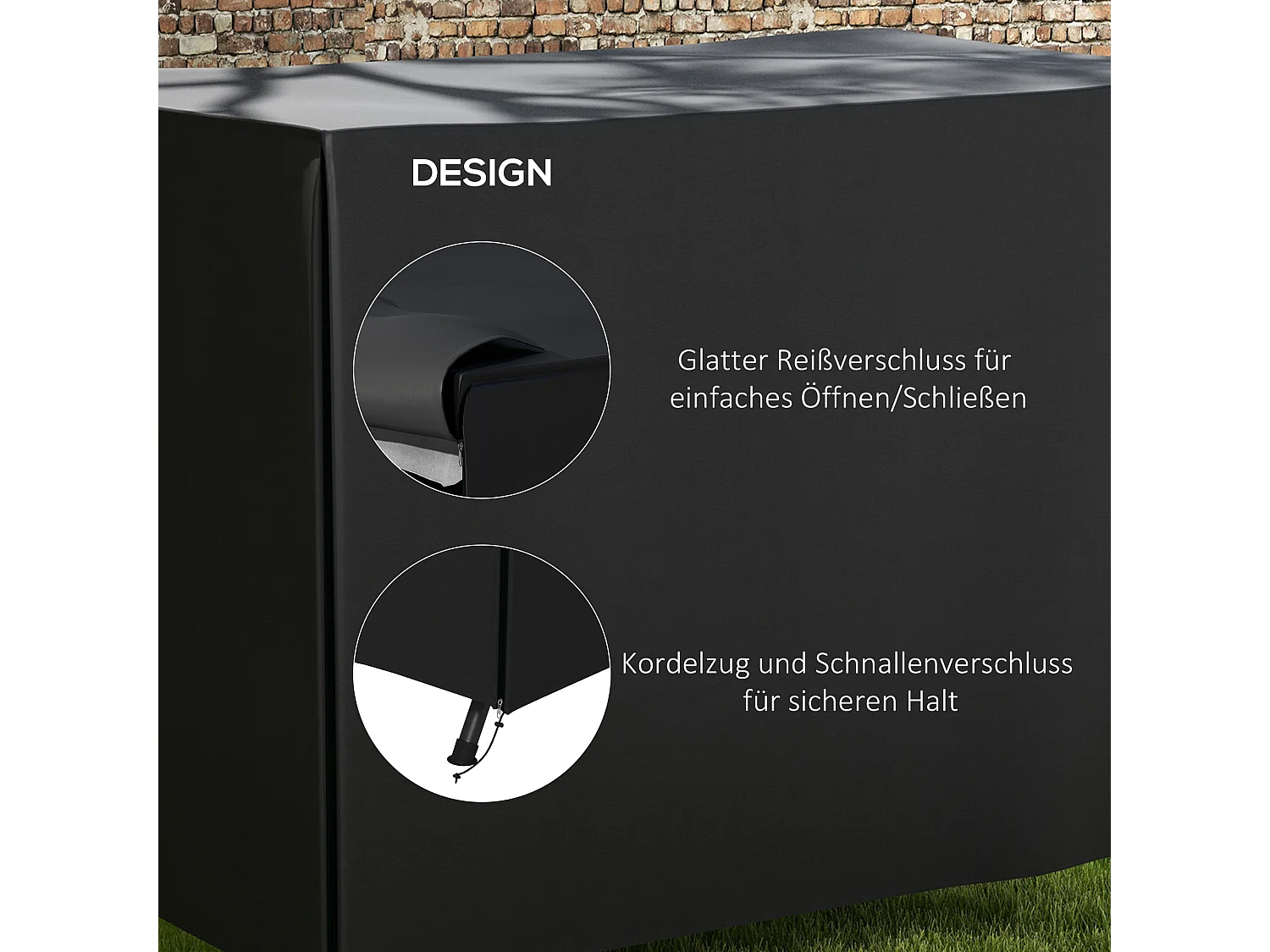 Housse de protection pour balancelle 3 places, imperméable, tissu Oxford 600D, noire (205x124x164cm)