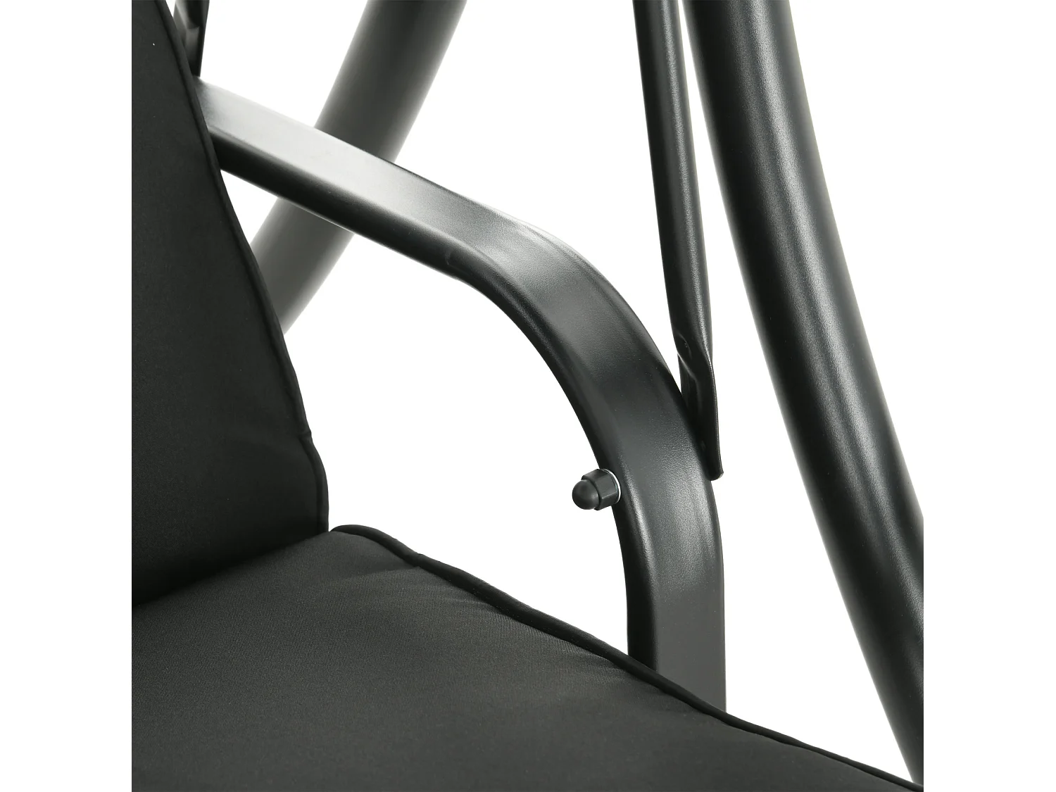 Banc Balançoire 3 Places avec Table Basse et Toit Réglable, Acier, Noir (278x135x177 cm)