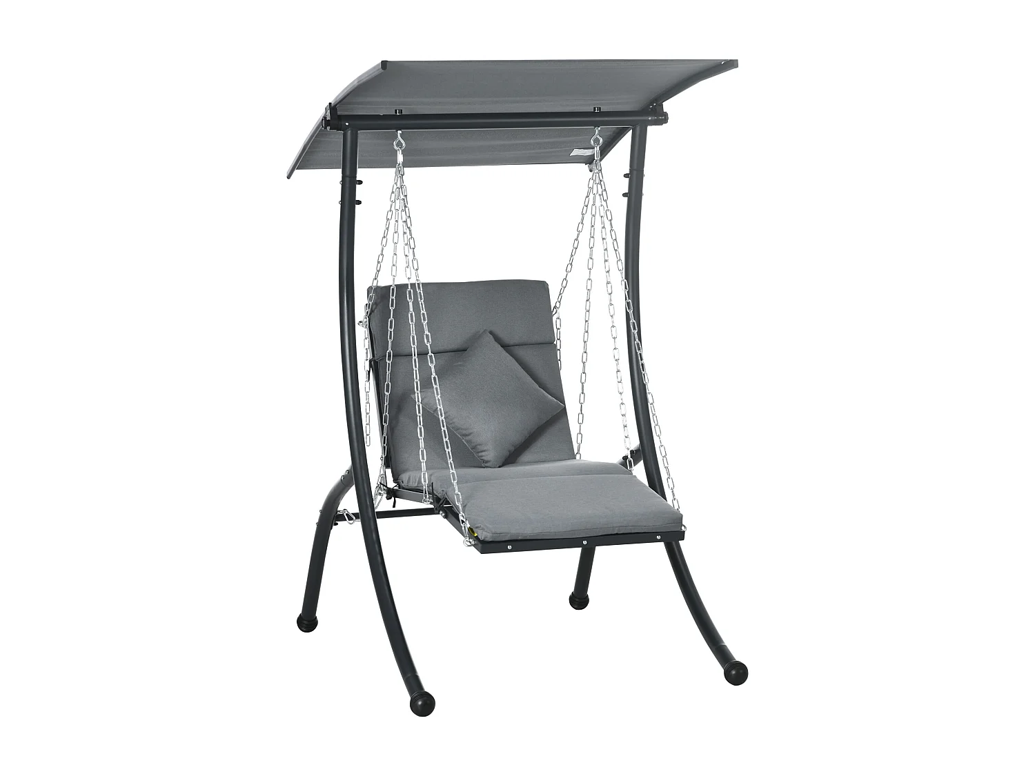 Tuinschommel met kussen en verstelbaar dak, staal, donkergrijs (108x145x169cm)