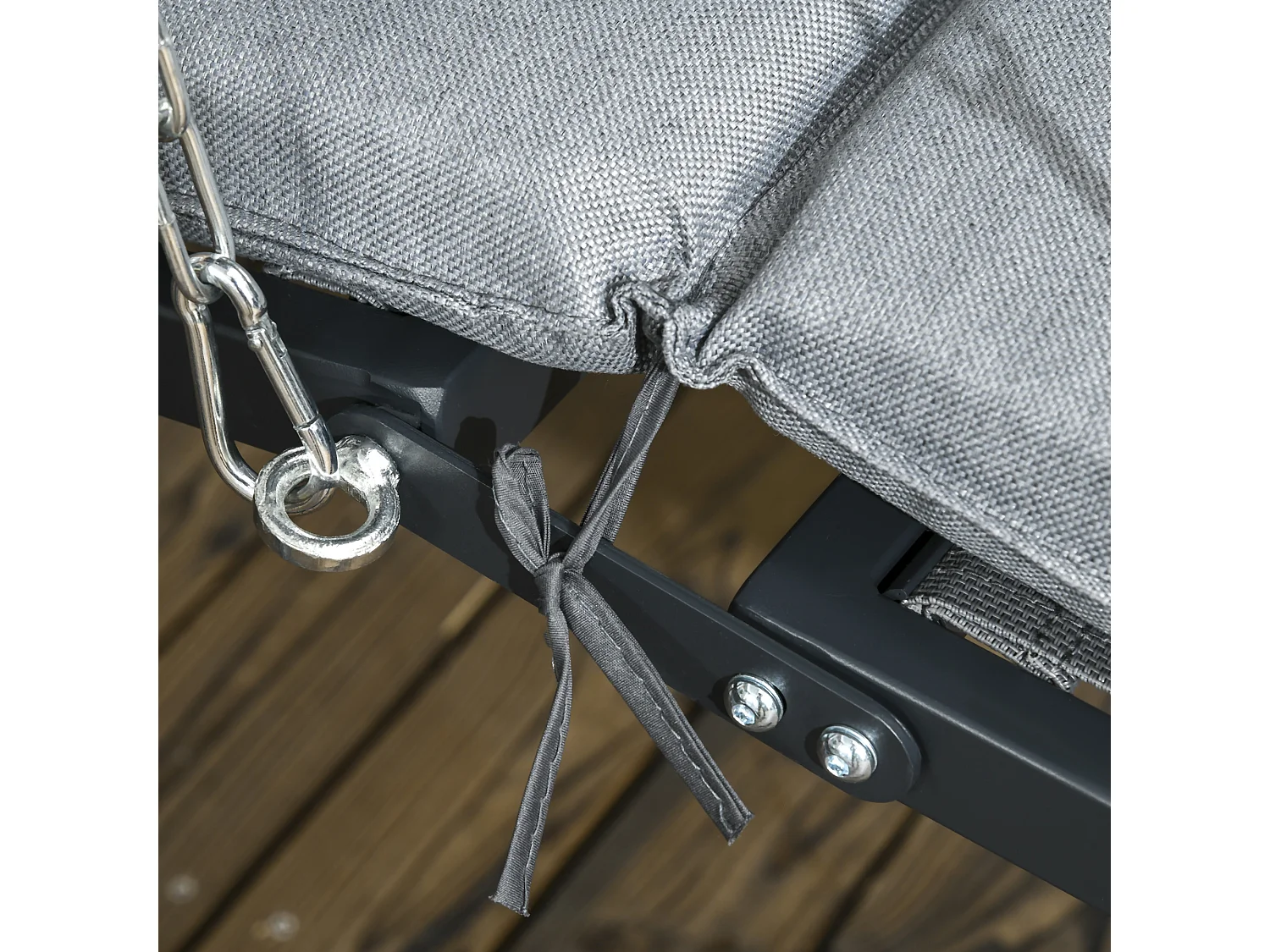 Tuinschommel met kussen en verstelbaar dak, staal, donkergrijs (108x145x169cm)