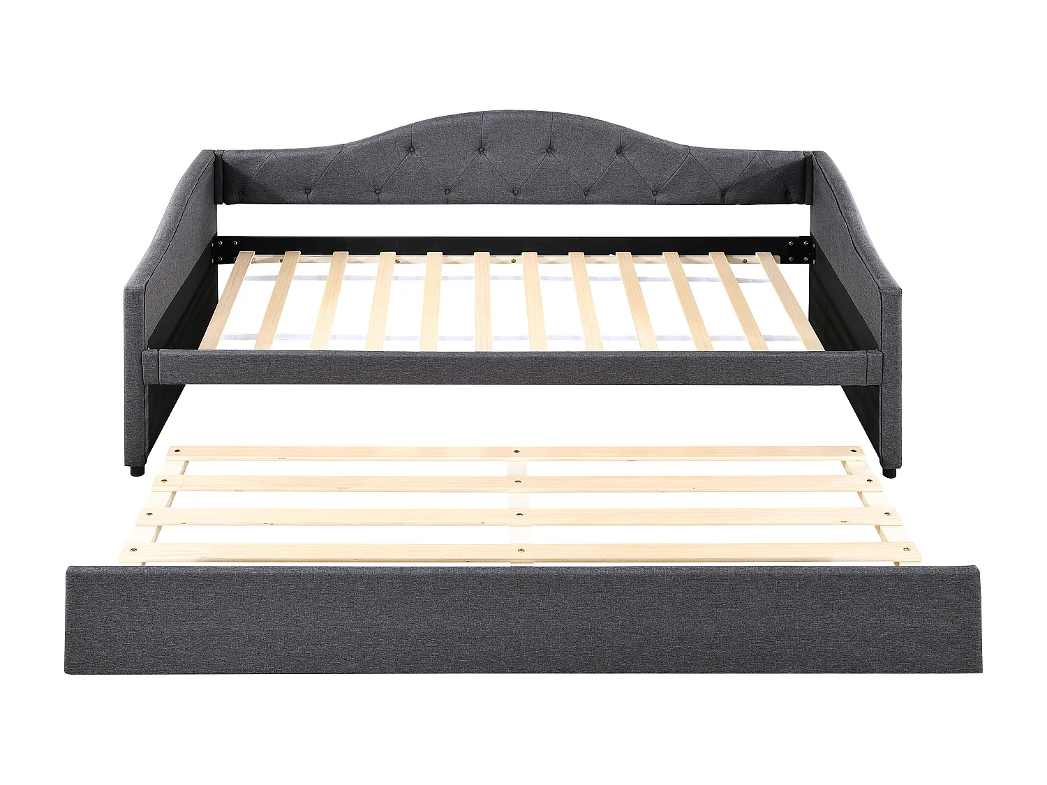 Canapé-lit 90x200cm avec lit escamotable, design minimaliste, Lin, Gris (211x99x87 cm)