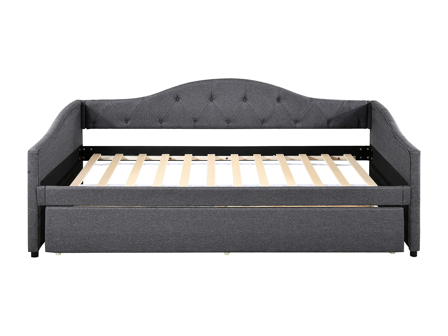 Canapé-lit 90x200cm avec lit escamotable, design minimaliste, Lin, Gris (211x99x87 cm)