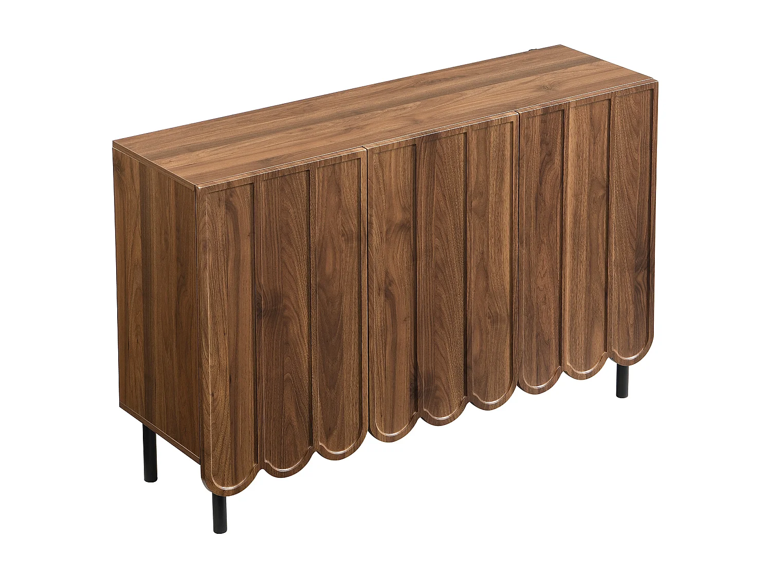 Buffet 120×35×80 cm - com 3 portas onduladas - sem puxadores - prateleiras ajustáveis - marrom