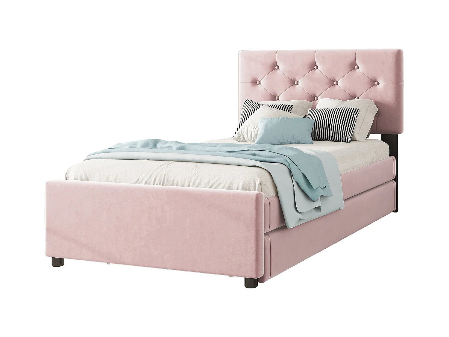 Lit daybed 140x200 cm, canapé-lit avec rangement et matelas à lattes, bois de pin, blanc (205x164.5x87 cm)