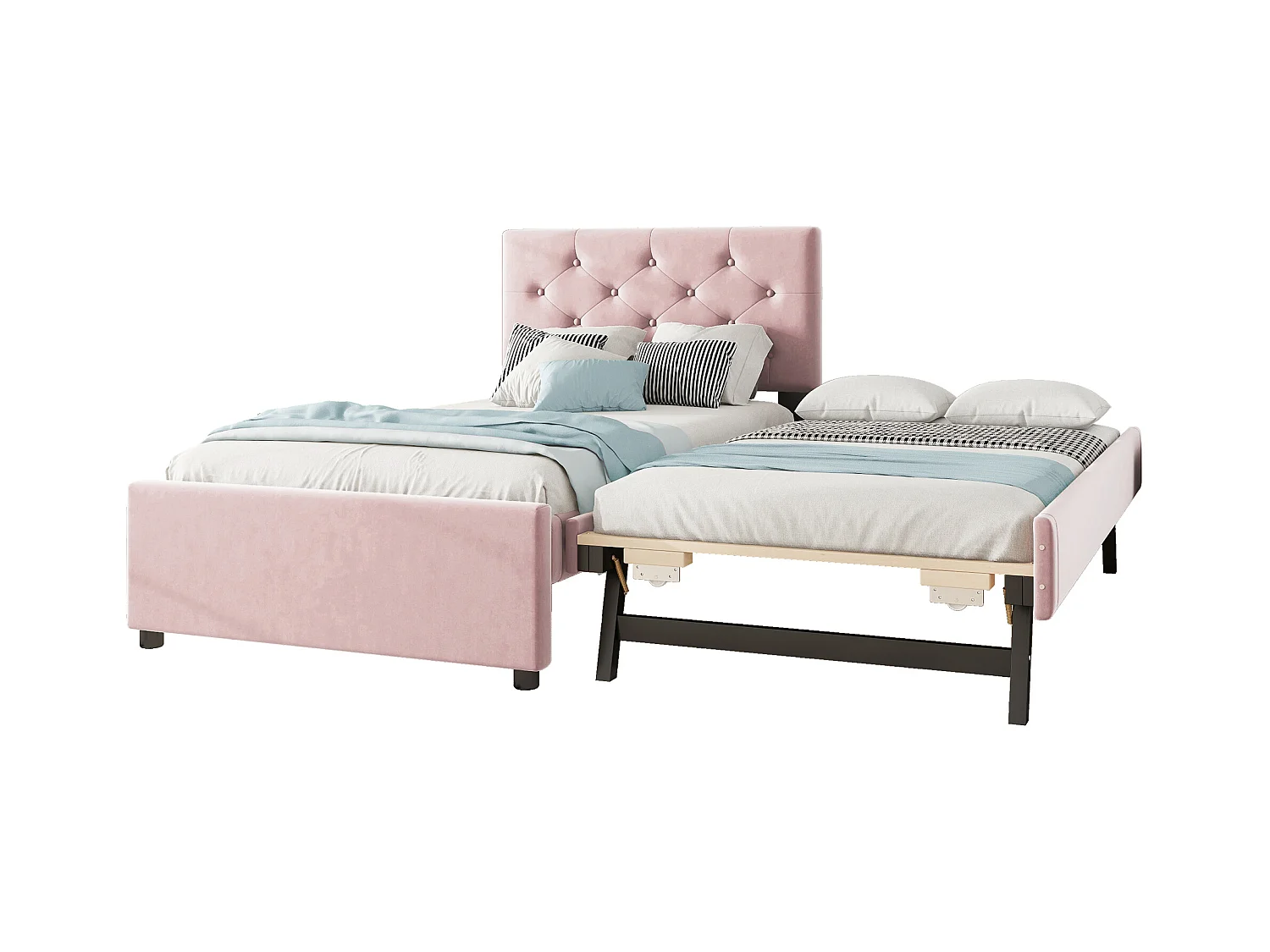 Lit daybed 140x200 cm, canapé-lit avec rangement et matelas à lattes, bois de pin, blanc (205x164.5x87 cm)