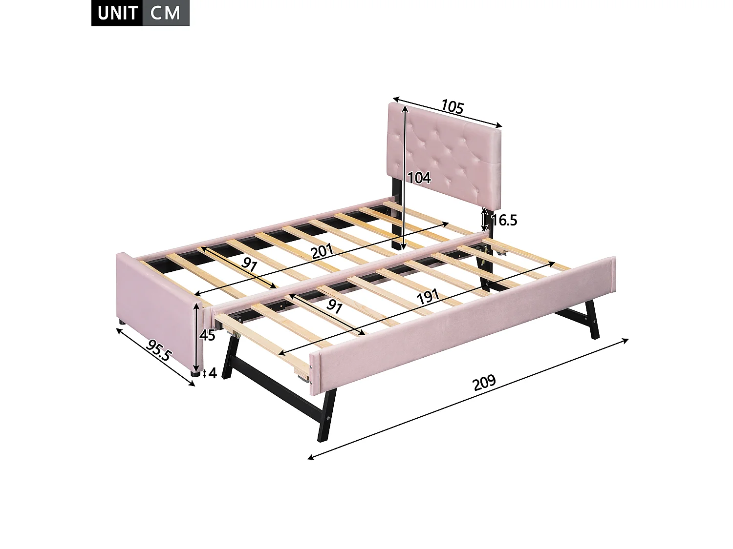 Lit daybed 140x200 cm, canapé-lit avec rangement et matelas à lattes, bois de pin, blanc (205x164.5x87 cm)