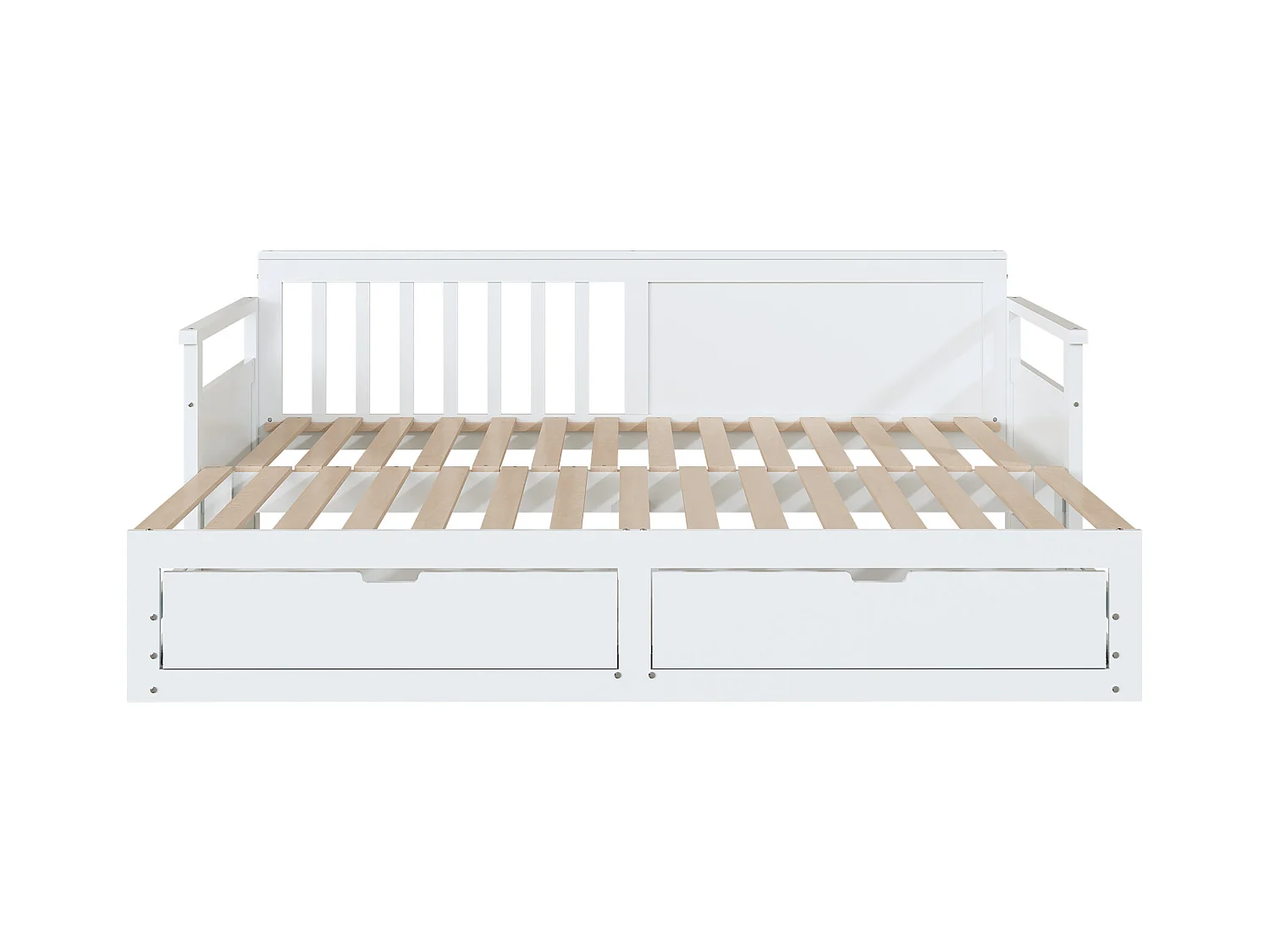 Lit banquette multifonction 90(180)x190cm avec tiroirs, bois de pin, blanc, structure robuste (197.5x184.5x76cm)