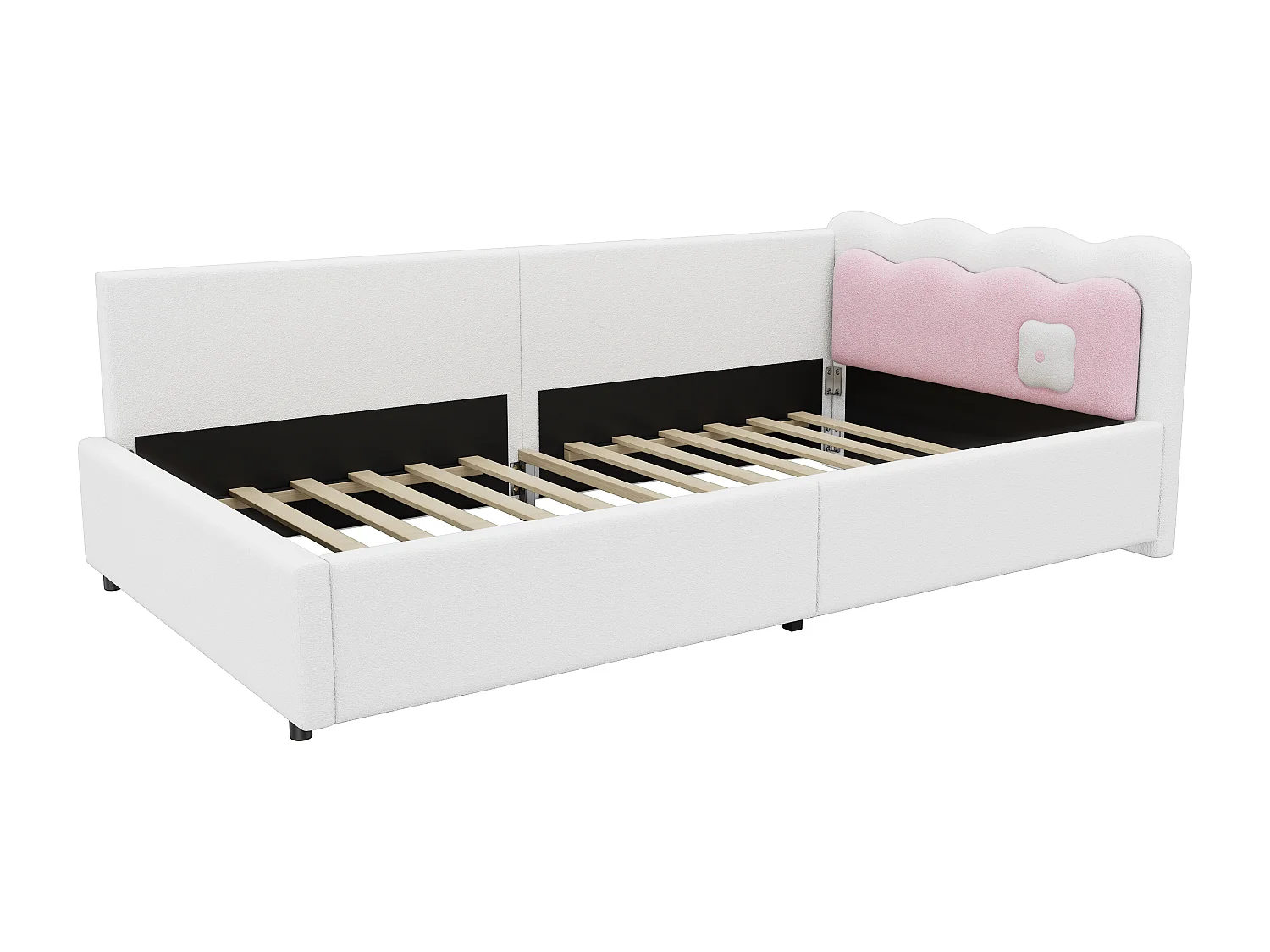 Daybett 90x200cm, Lit de jour, Canapé-lit, Rangement intégré, USB + Type C, Télécommande LED, Lit avec sommier (sans matelas), Velours, Blanc (209x98x69 cm)