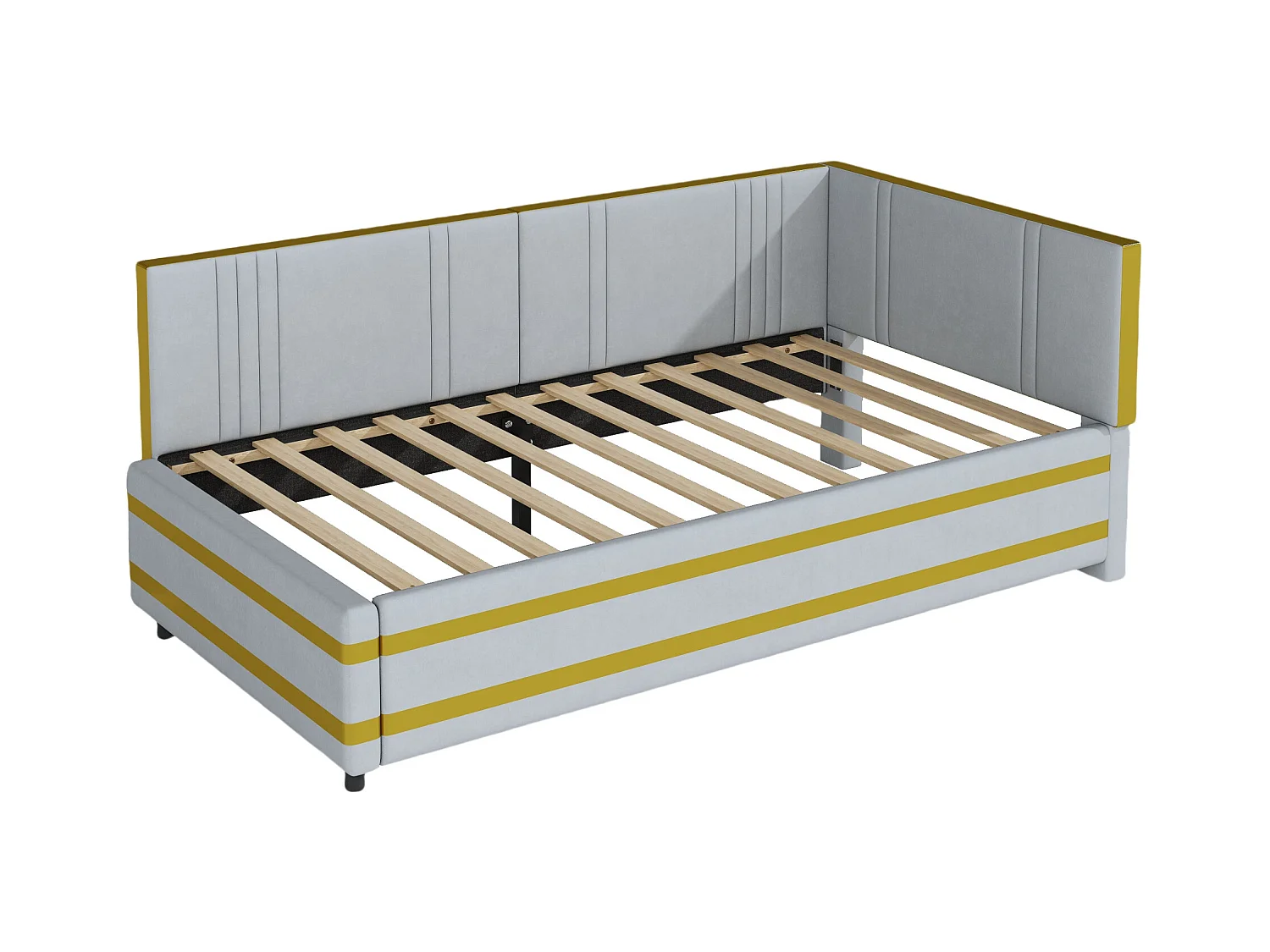 Canapé-lit Polster 90 x 200 cm, multifonction avec lattenrost, tissu en velours gris (205 x 97 x 65.5 cm)