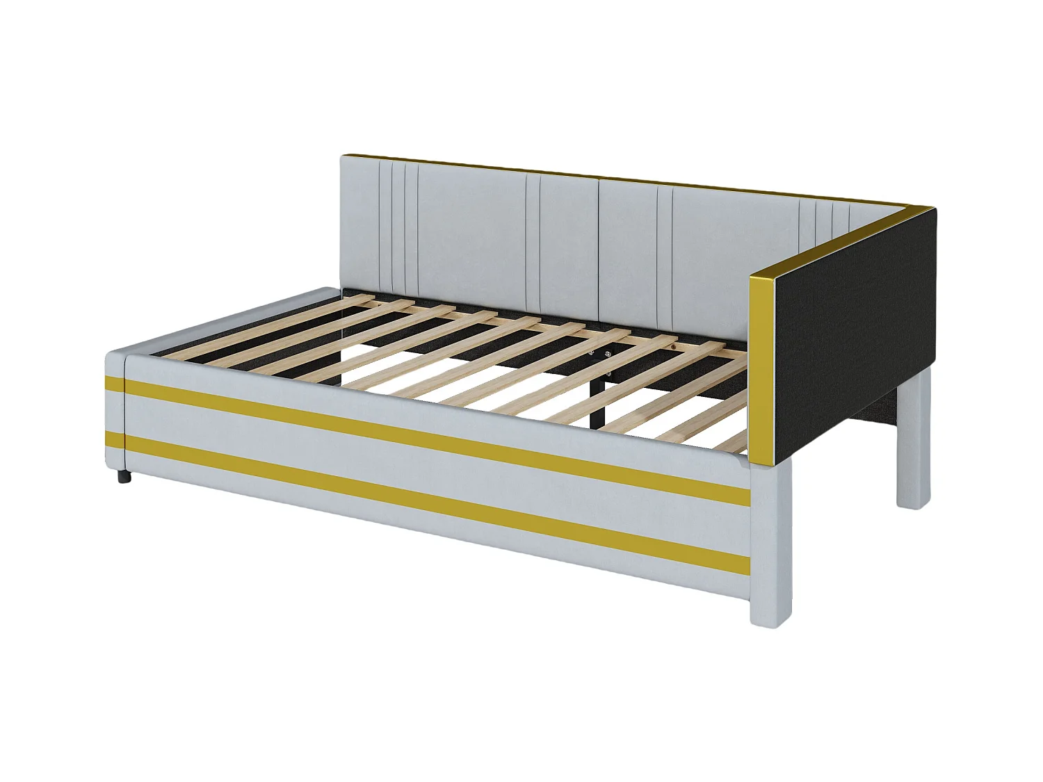 Canapé-lit Polster 90 x 200 cm, multifonction avec lattenrost, tissu en velours gris (205 x 97 x 65.5 cm)