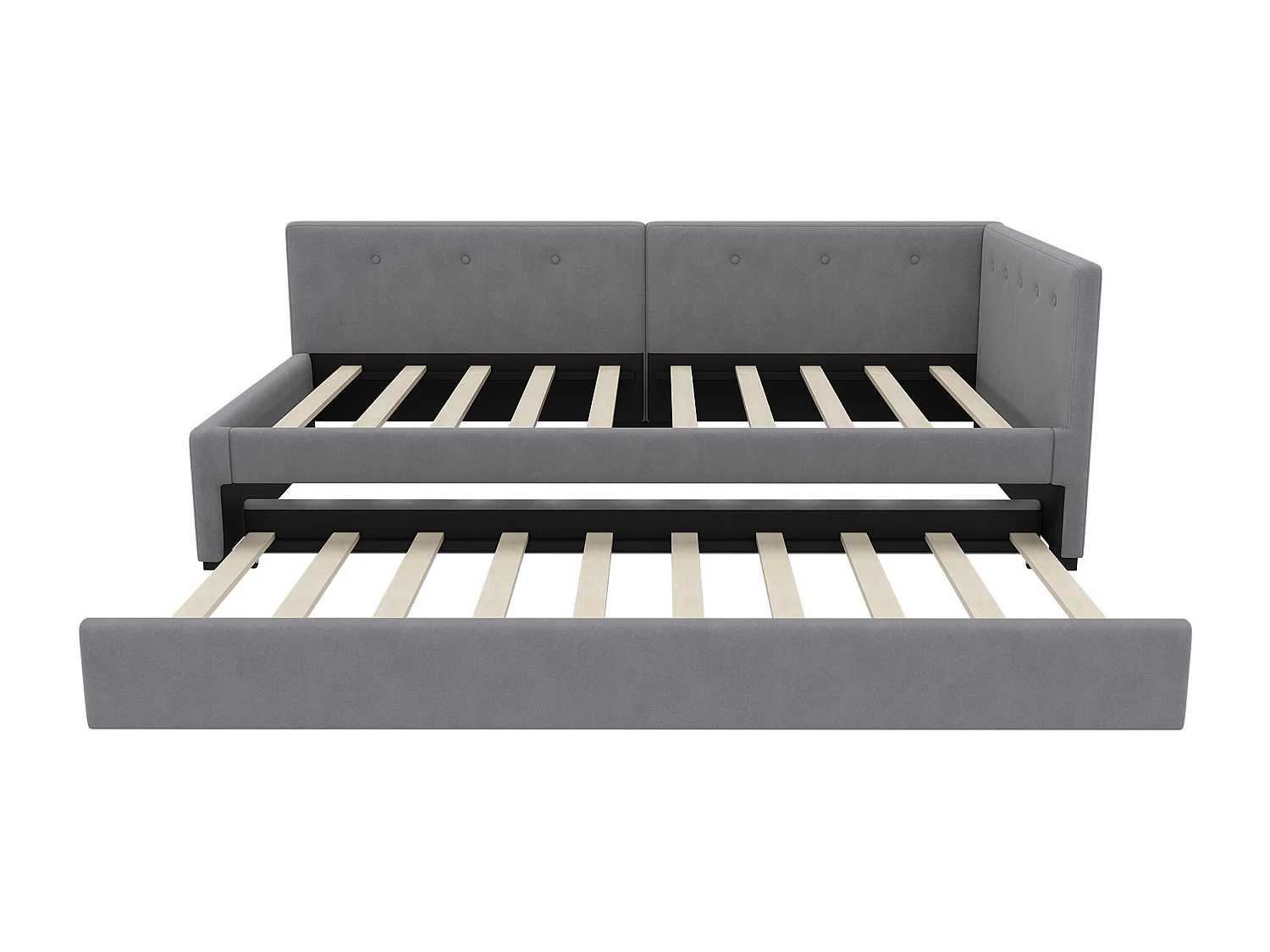Slaapbank 90x200cm met opklapbed, minimalistisch design, fluweel, grijs (210x97x71 cm)