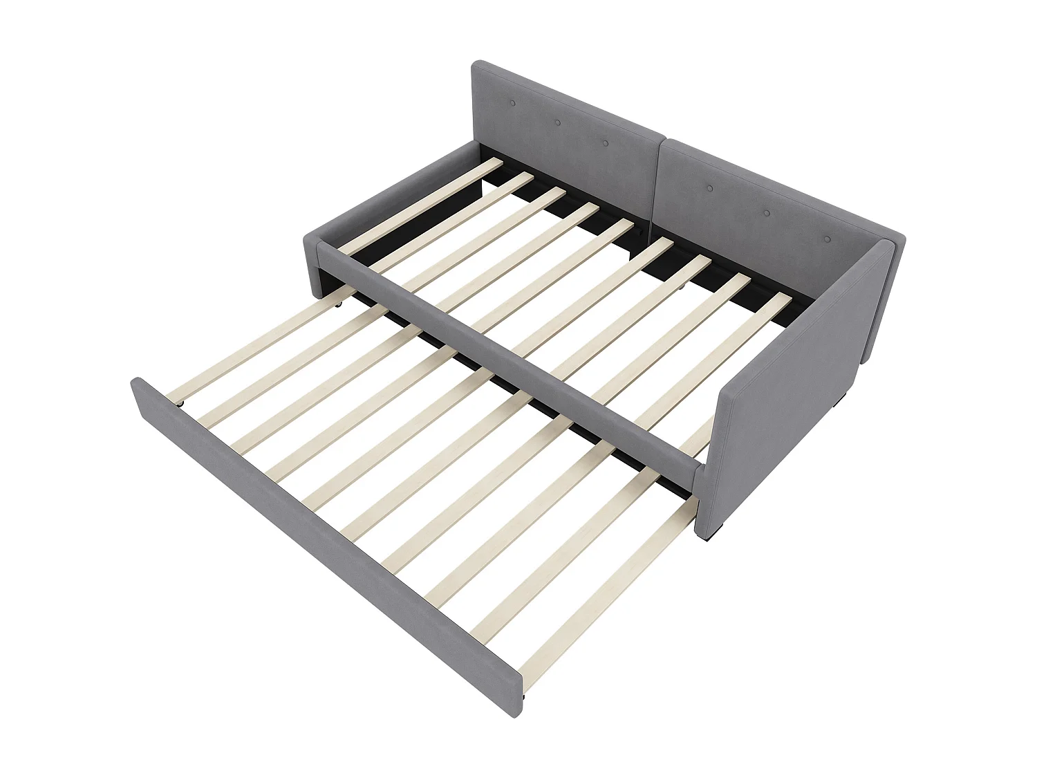 Slaapbank 90x200cm met opklapbed, minimalistisch design, fluweel, grijs (210x97x71 cm)