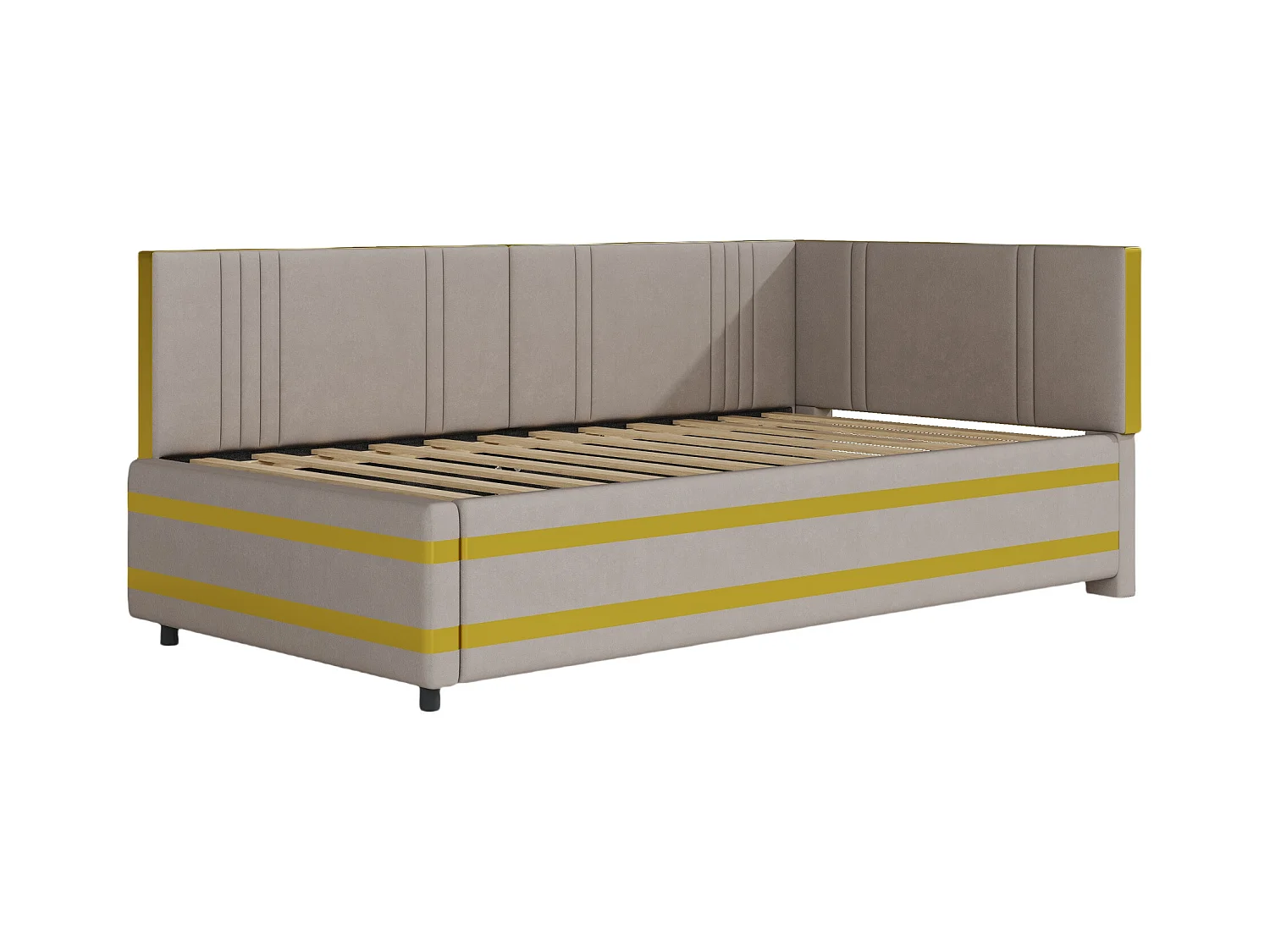 Lit Polster 90 x 200 cm, canapé multifonction avec lattenrost, tissu en velours doux, gris (205 x 97 x 65.5 cm)