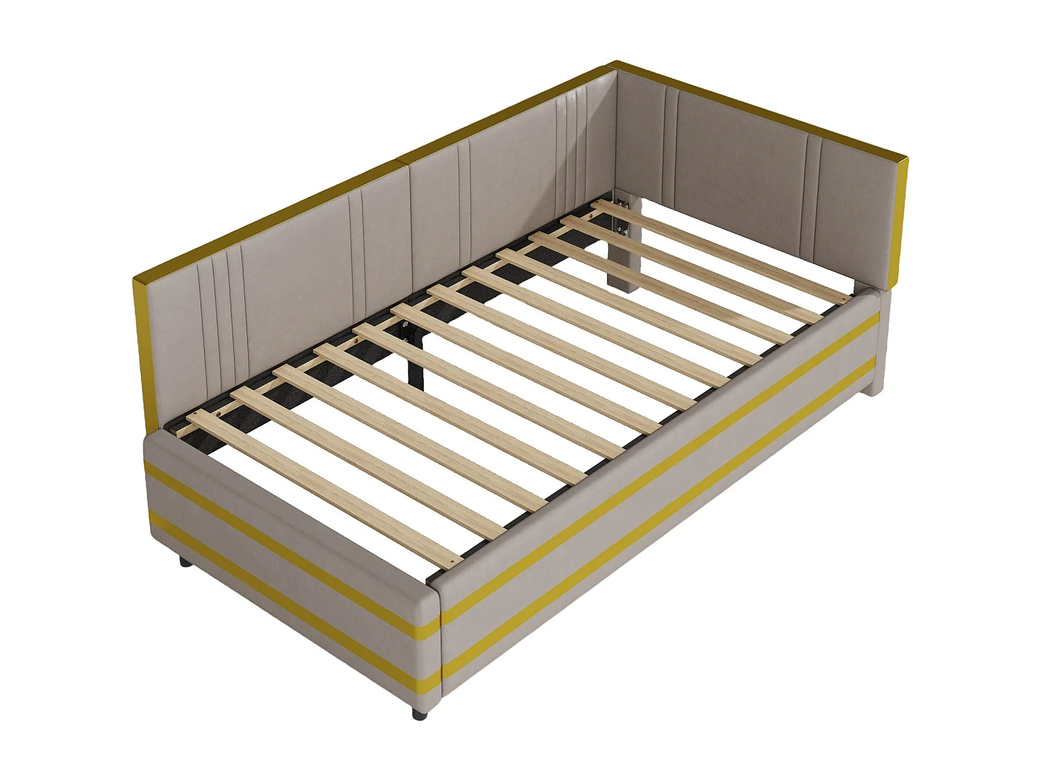 Lit Polster 90 x 200 cm, canapé multifonction avec lattenrost, tissu en velours doux, gris (205 x 97 x 65.5 cm)