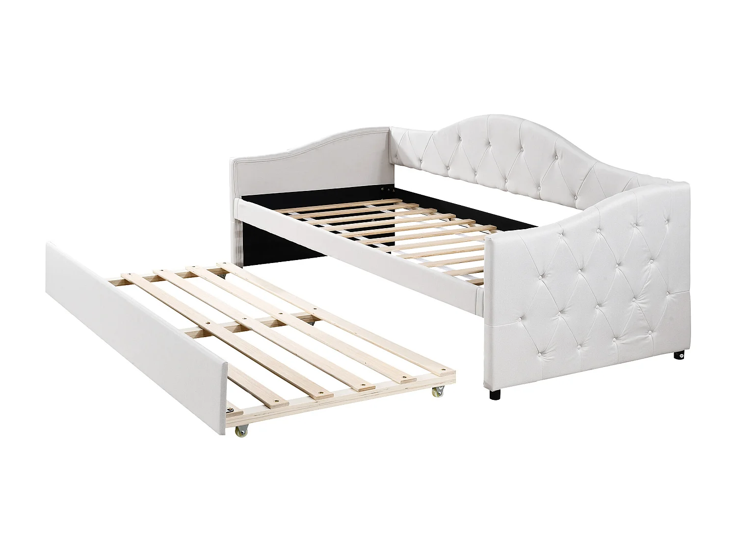 Canapé-lit 90x200cm avec lit escamotable, design minimaliste, Lin, Beige (211x99x87 cm)