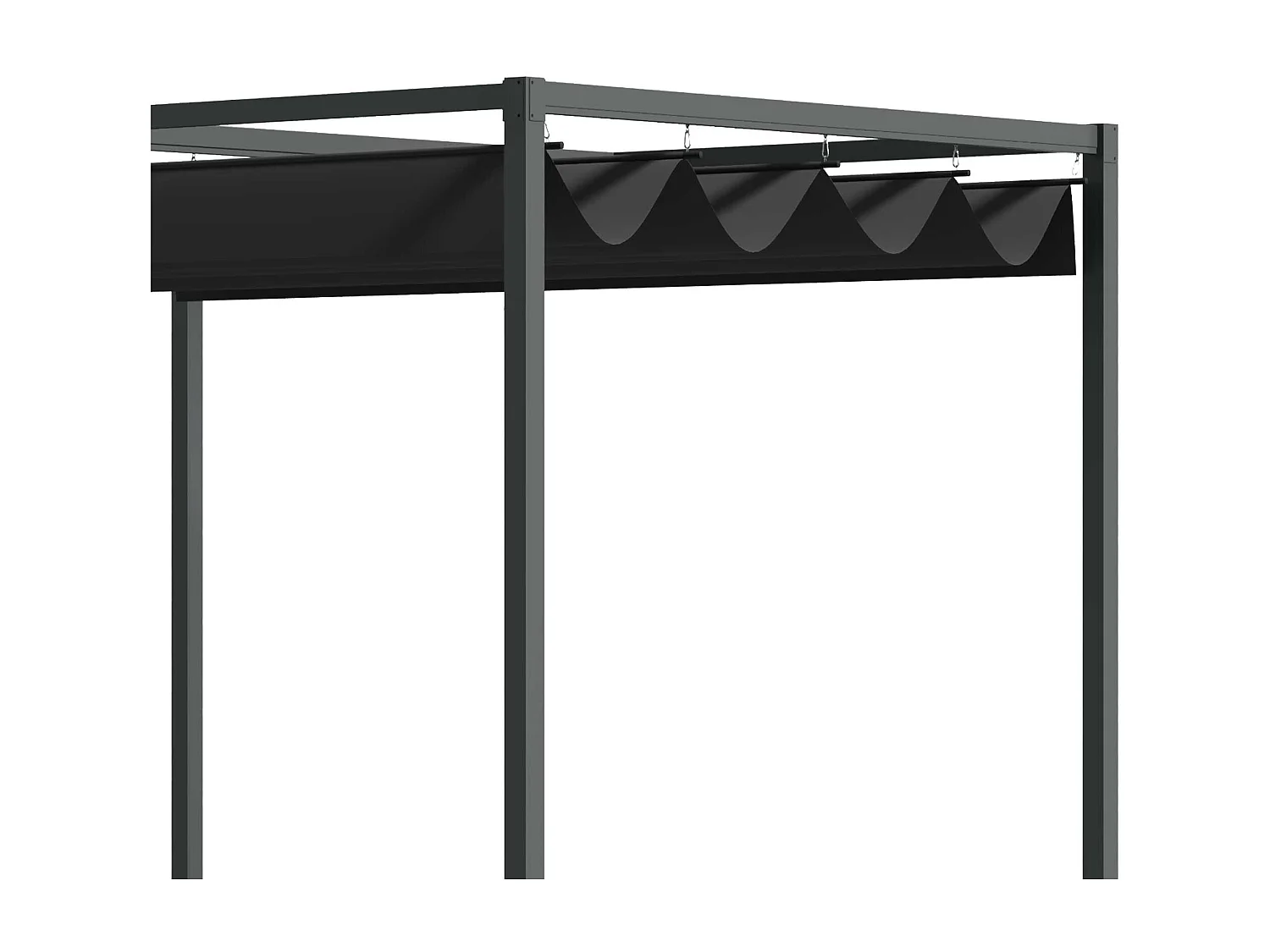 Pergola avec toit coulissant, métal, noir et gris (298x213x221cm)