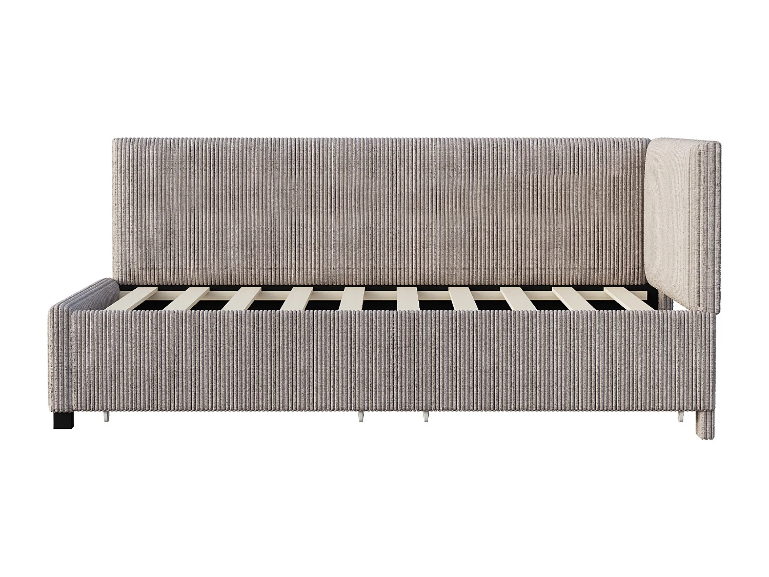 Lit canapé 90x200 cm, multifonction, avec 2 grands tiroirs de rangement, sommier à lattes, tissu velours, gris (204.5x97x68 cm)